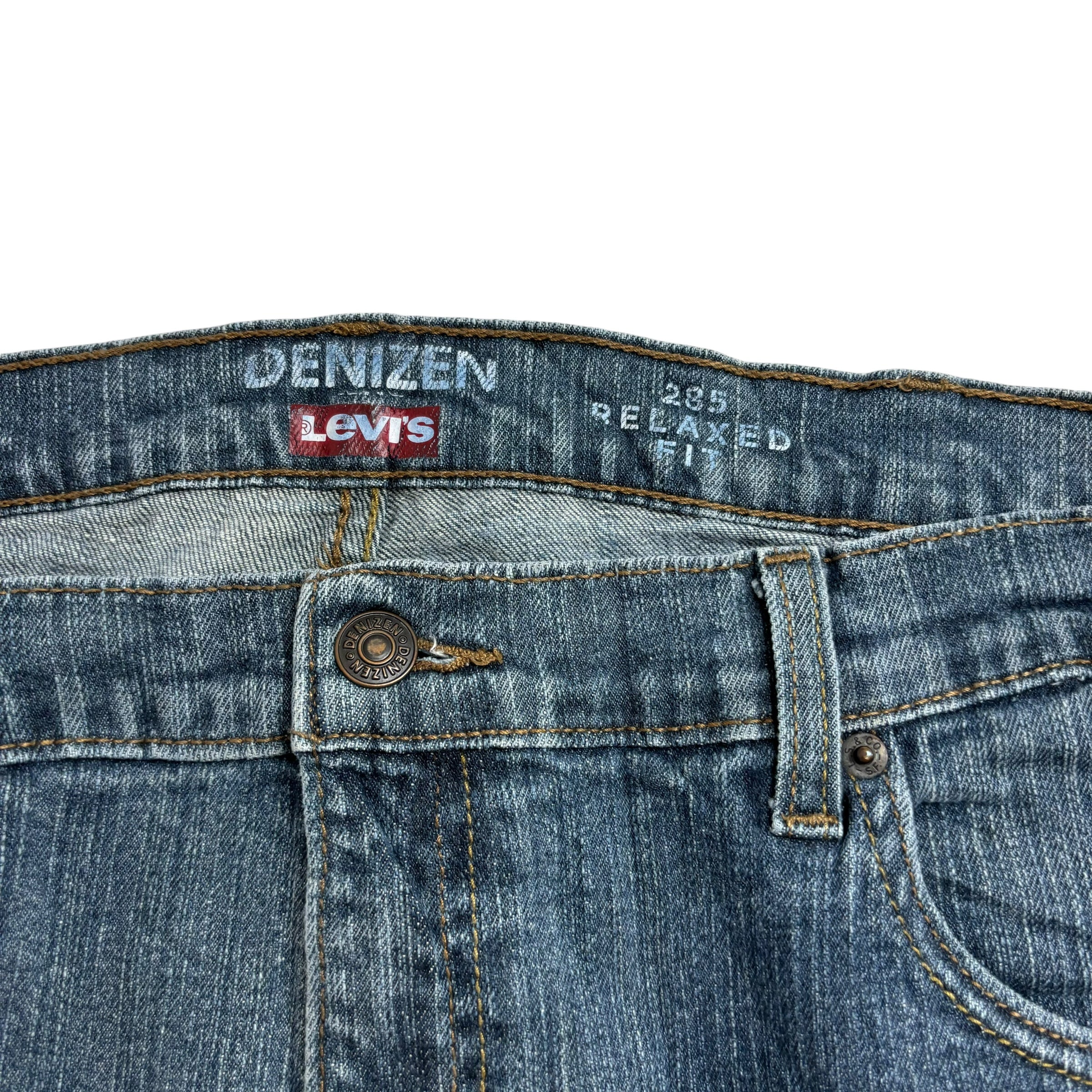 Levis Denizen Jeans W40 L30 Mens Mid Blue Relaxed Straight Fit Stretch Denim