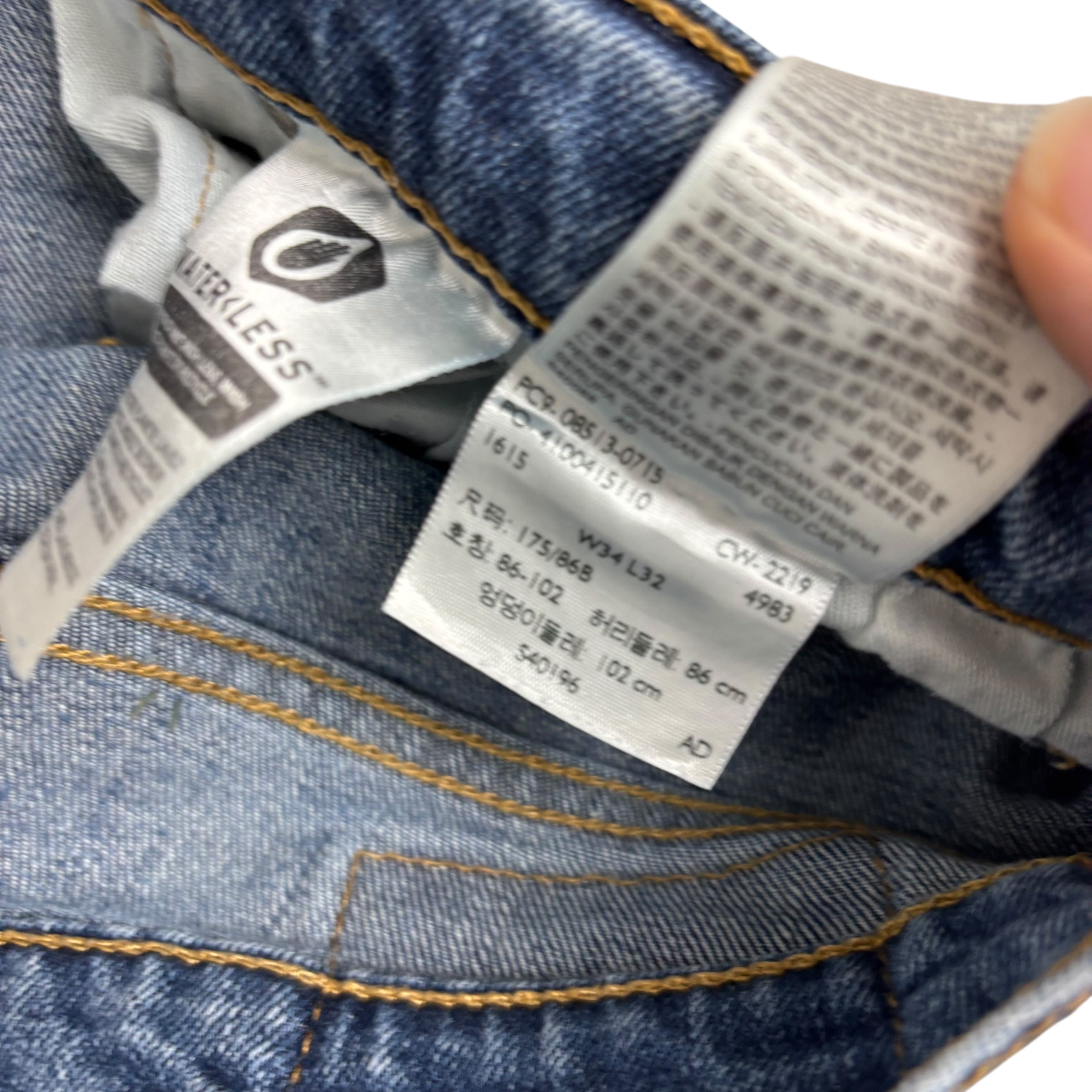 Levis 513 Jeans W34 L32 Mens Mid Blue Slim Straight Fit Stretch Denim (E)