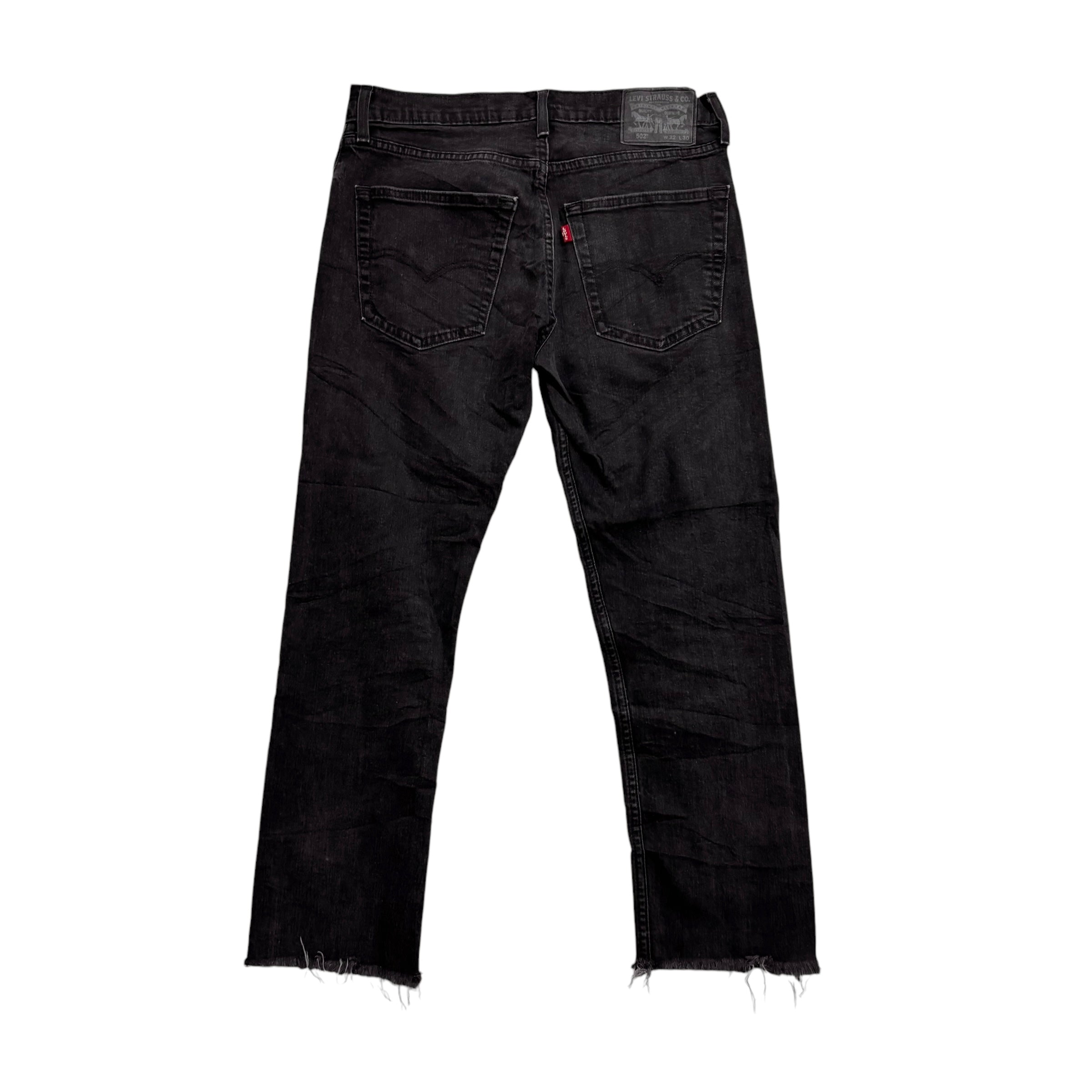 Levis 502 Jeans W32 L25 Mens Black Regular Tapered Fit Stretch Denim (F)
