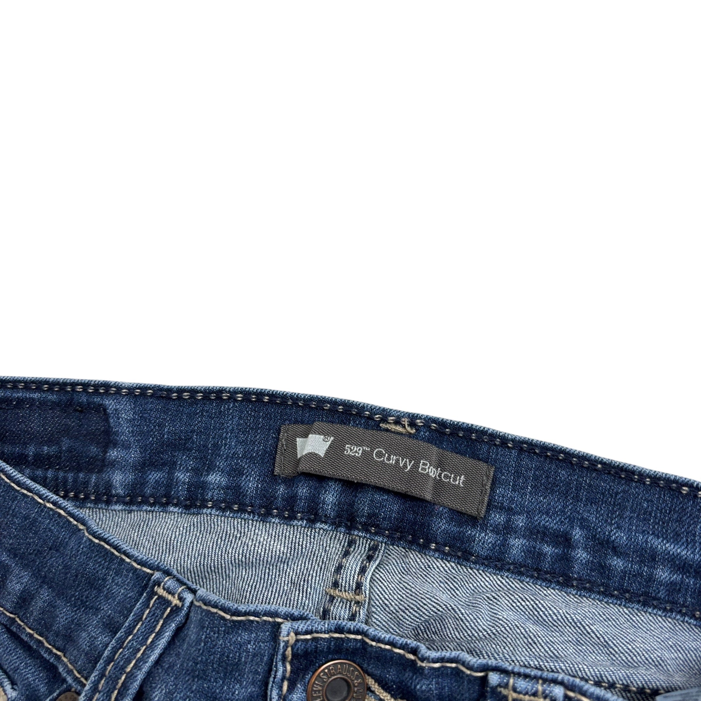 Levis 529 Jeans W28 L29 Womens Mid Blue Curvy Bootcut Y2K Stretch Denim (E)