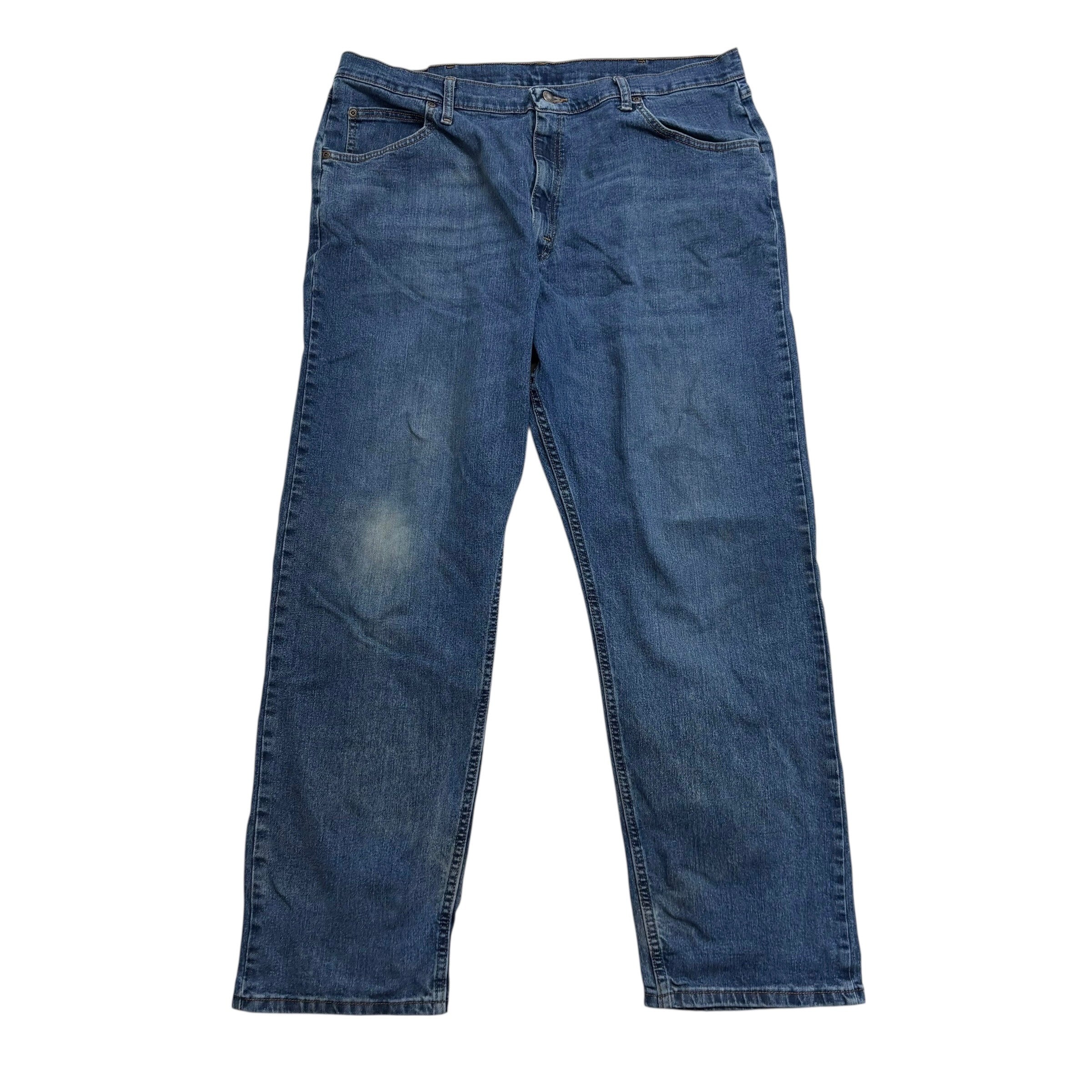 Wrangler Jeans W40 L32 Mens Mid Blue Relaxed Straight Fit Stretch Denim (F)