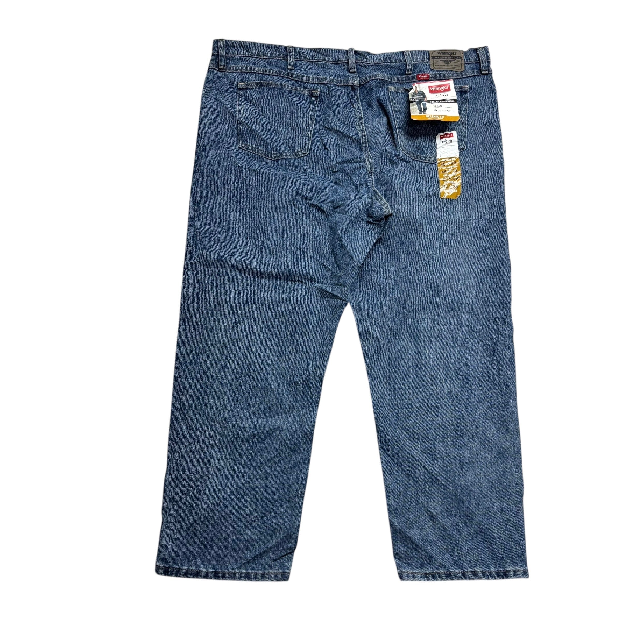 Wrangler Jeans W46 L29 Mens Mid Blue Relaxed Straight Fit Denim (E)