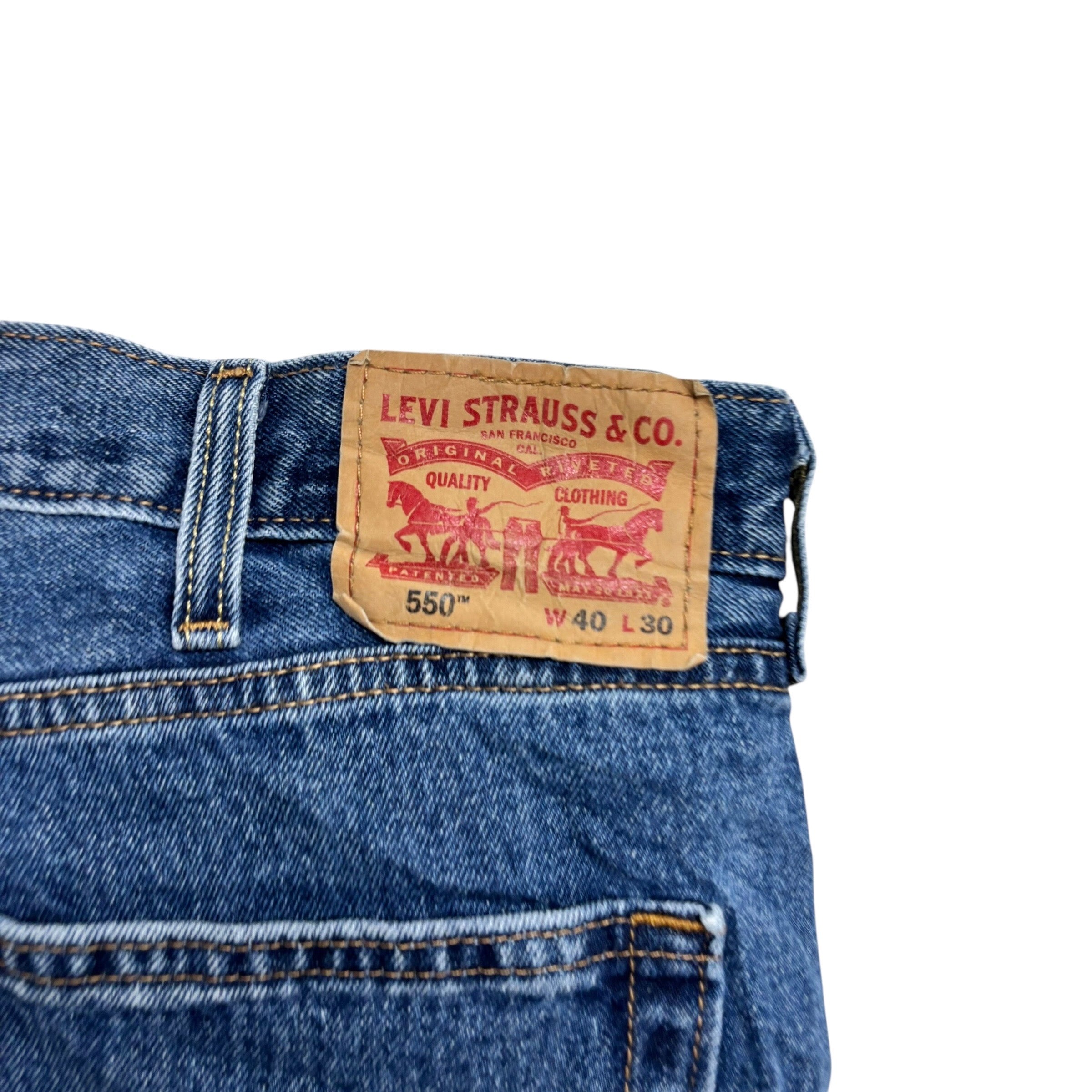 Levis 550 Jeans W40 L29 Mens Mid Blue Baggy Relaxed Straight Fit Denim (E)