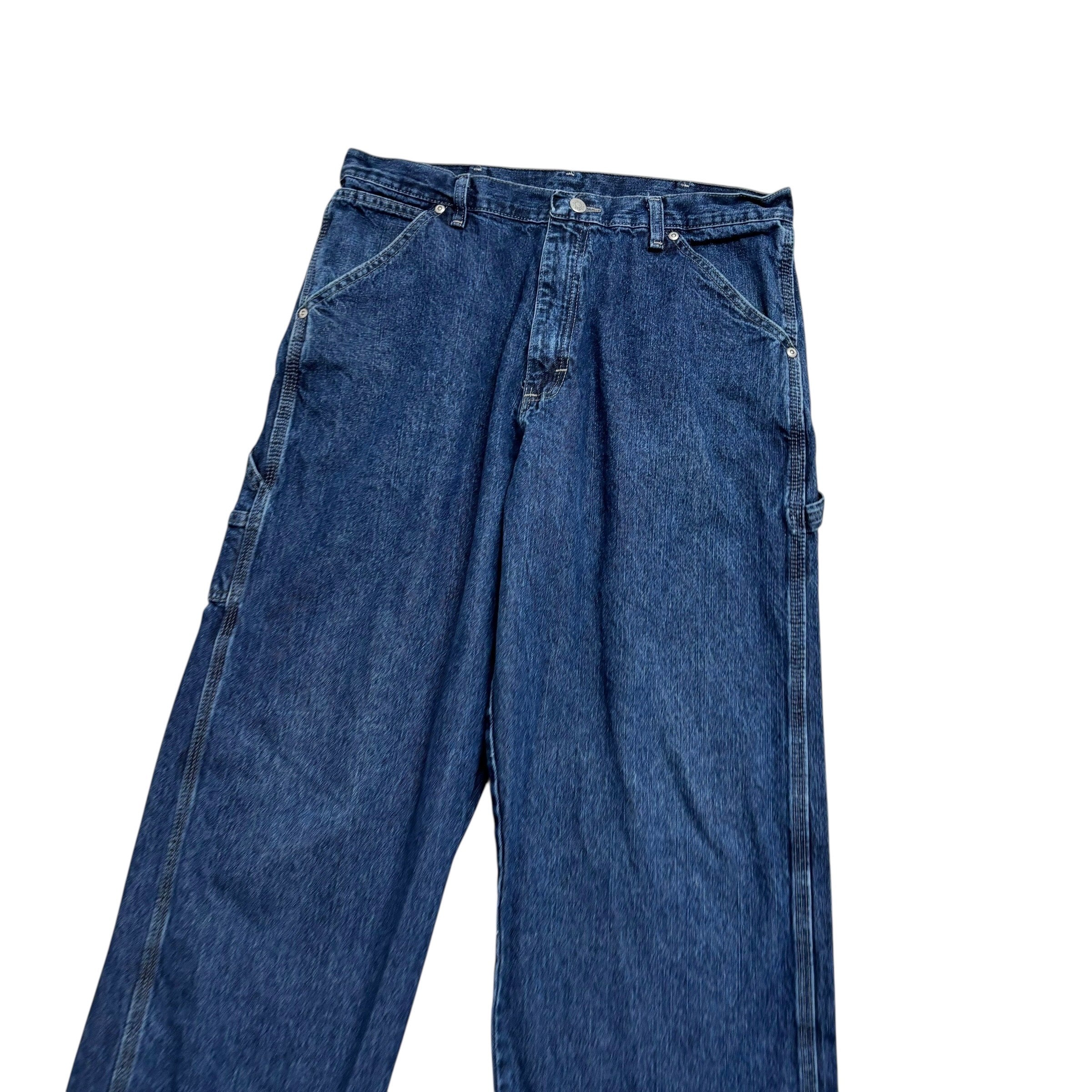 Wrangler Carpenter Jeans W34 L34 Mens Mid Blue Relaxed Fit Vintage Denim (E)