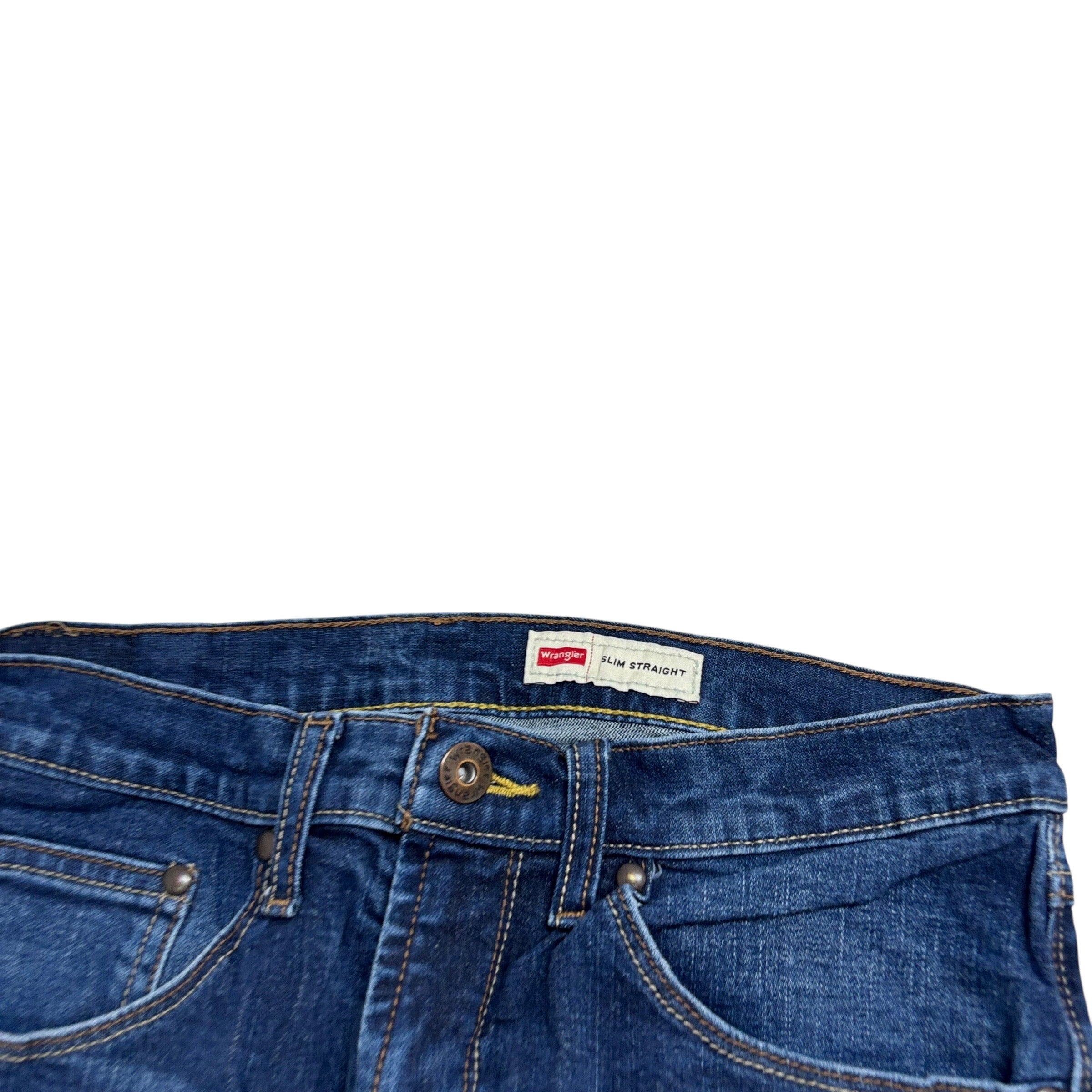 Wrangler Jeans W31 L32 Mens Dark Blue Slim Straight Fit Stretch Denim (E)