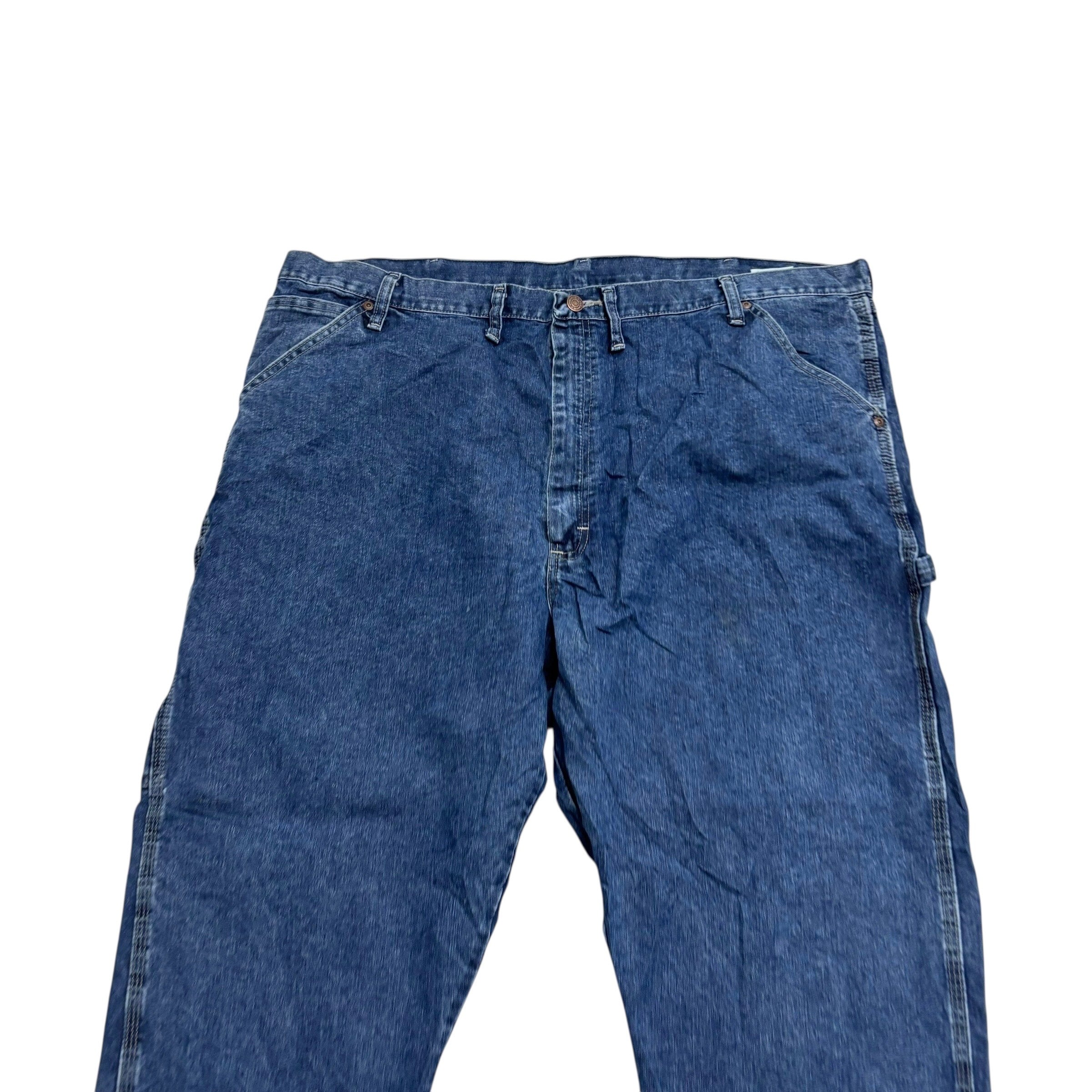 Wrangler Carpenter Jeans W44 L32 Mens Mid Blue Relaxed Straight Fit Denim (E)