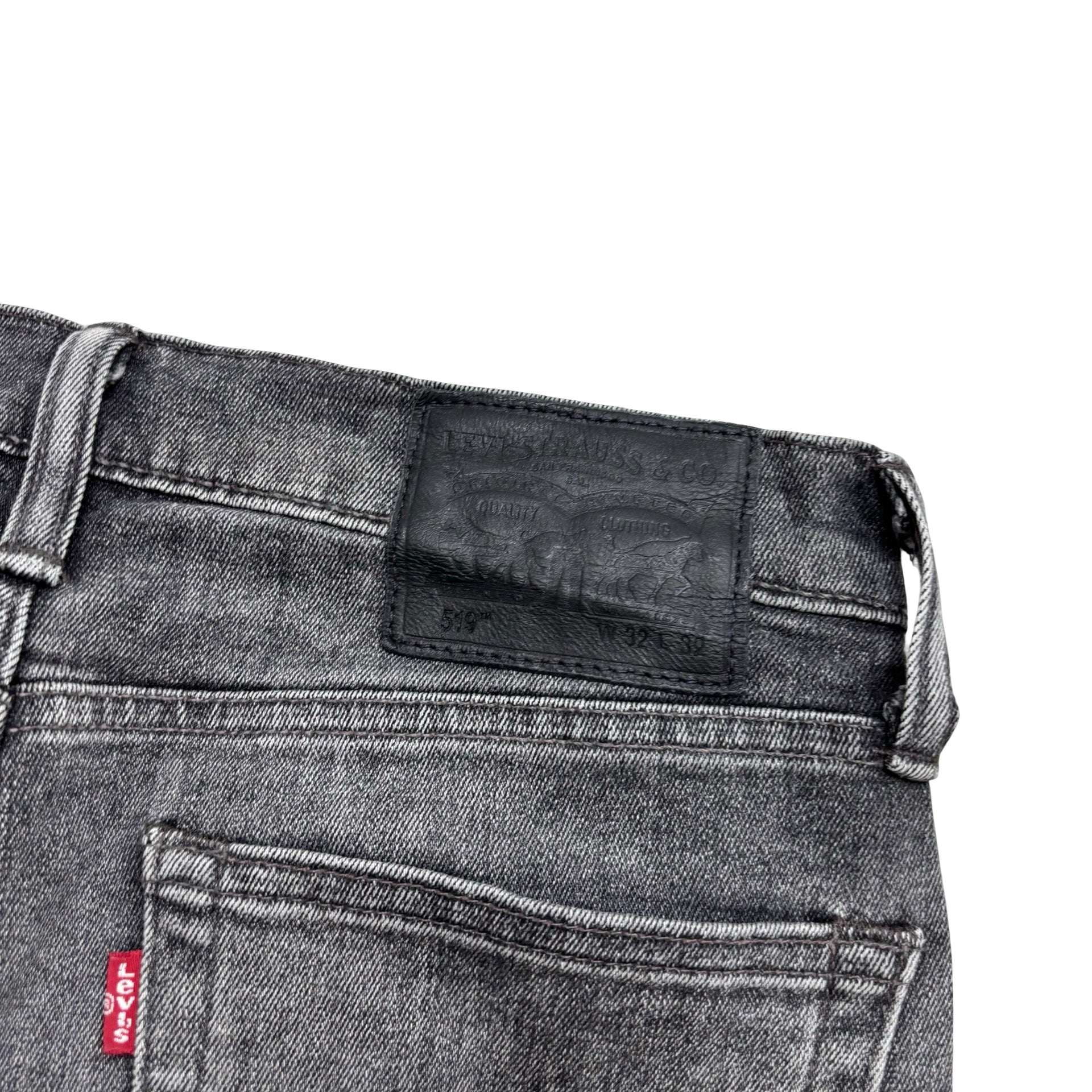 Levis 519 Jeans W30 L32 Mens Grey Super Skinny Fit Stretch Denim (E)