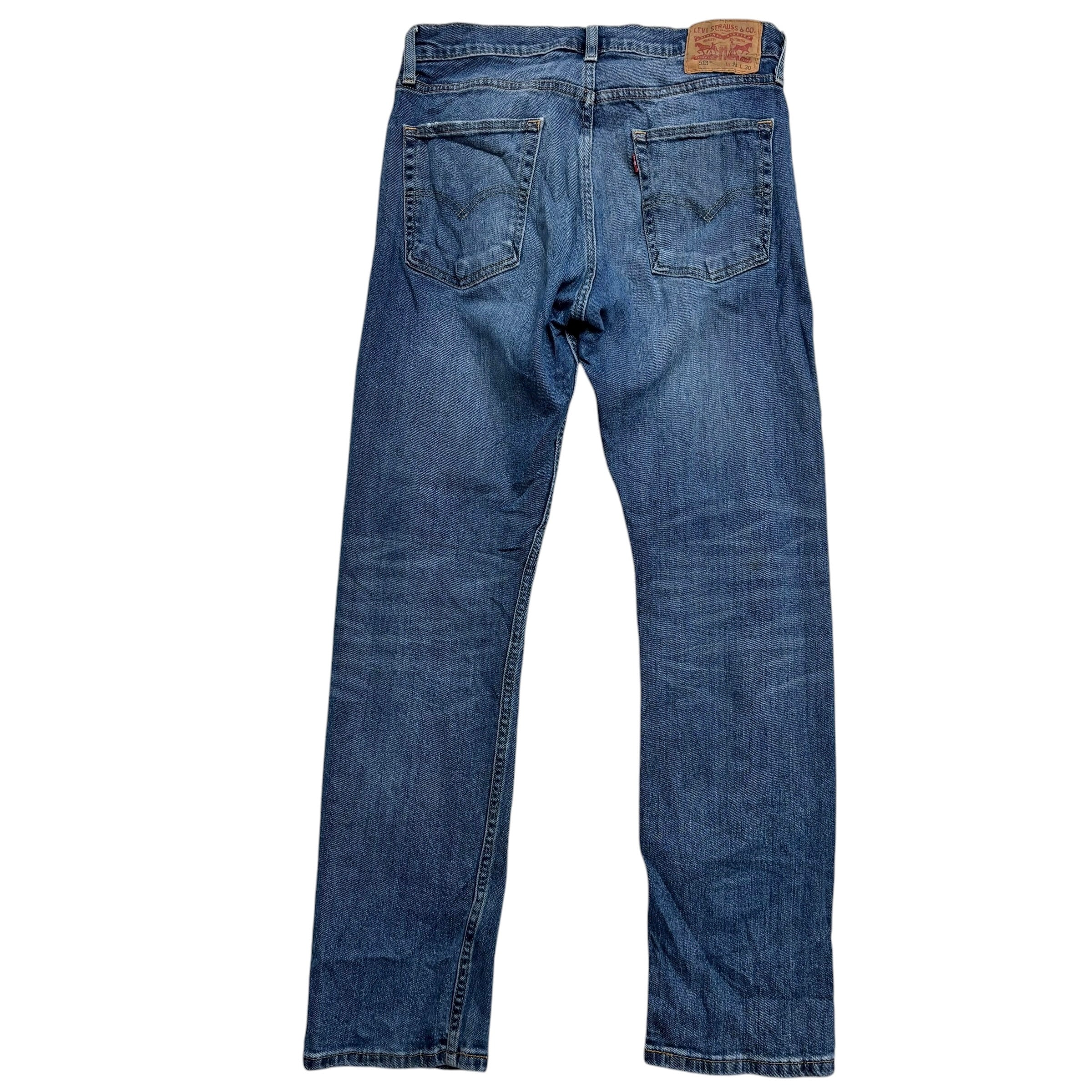 Levis 513 Jeans W32 L30 Mens Mid Blue Slim Straight Fit Stretch Denim (E)