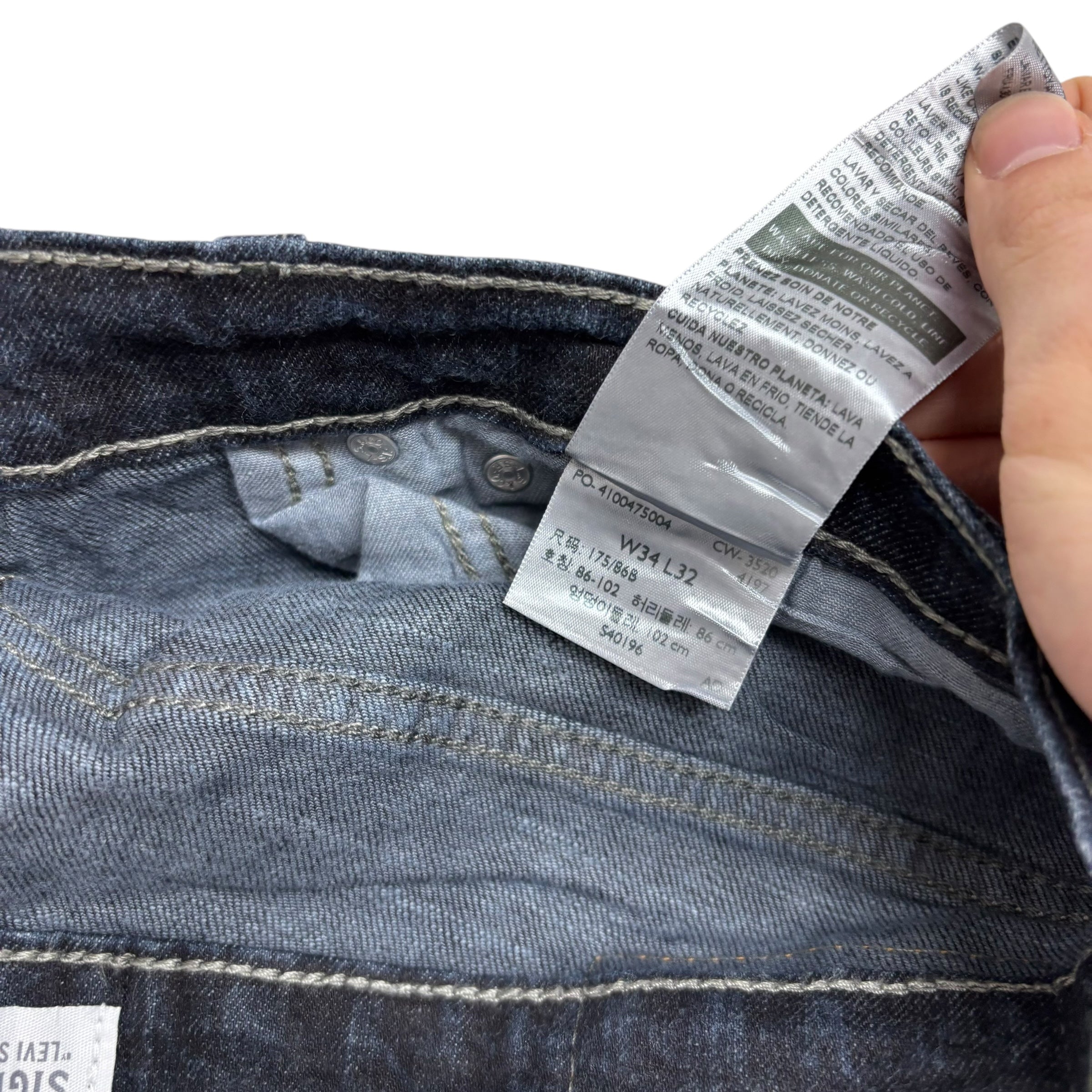 Levis Signature Jeans W34 L32 Mens Dark Blue Slim Fit Stretch Denim (E)