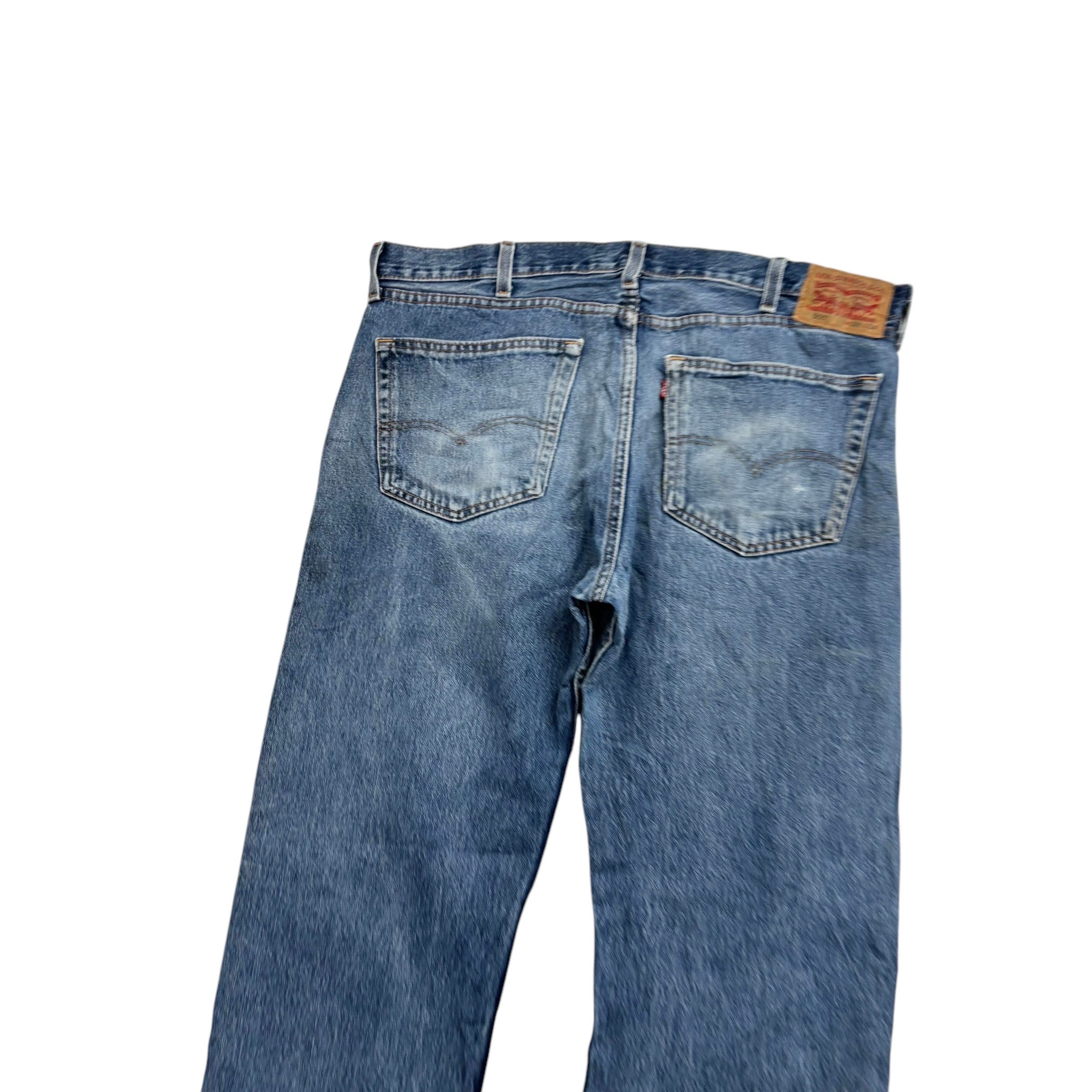 Levis 505 Jeans W38 L34 Mens Mid Blue Regular Straight Fit Denim