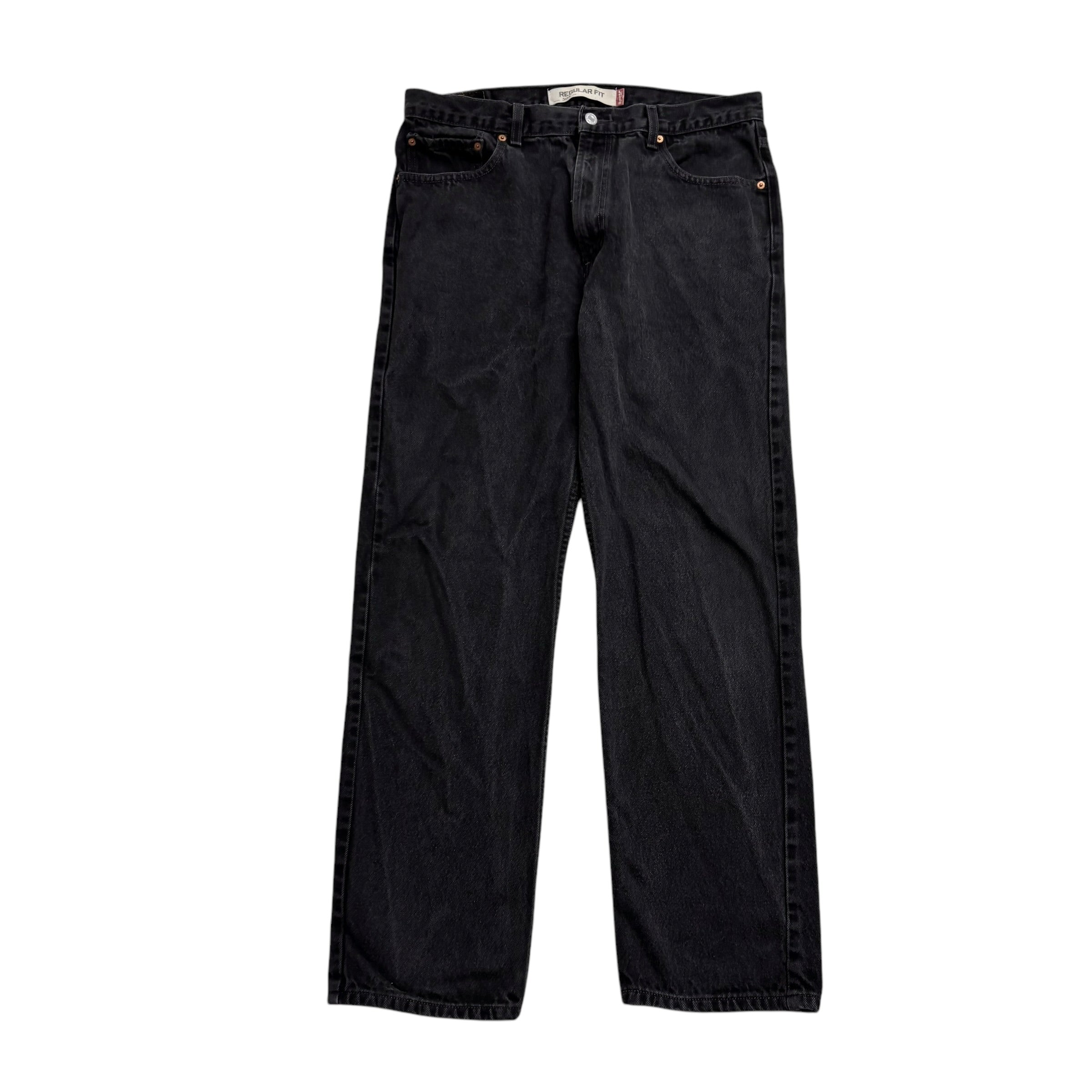 Levis 505 Jeans W35 L32 Mens Black Regular Straight Fit Vintage Denim (E)