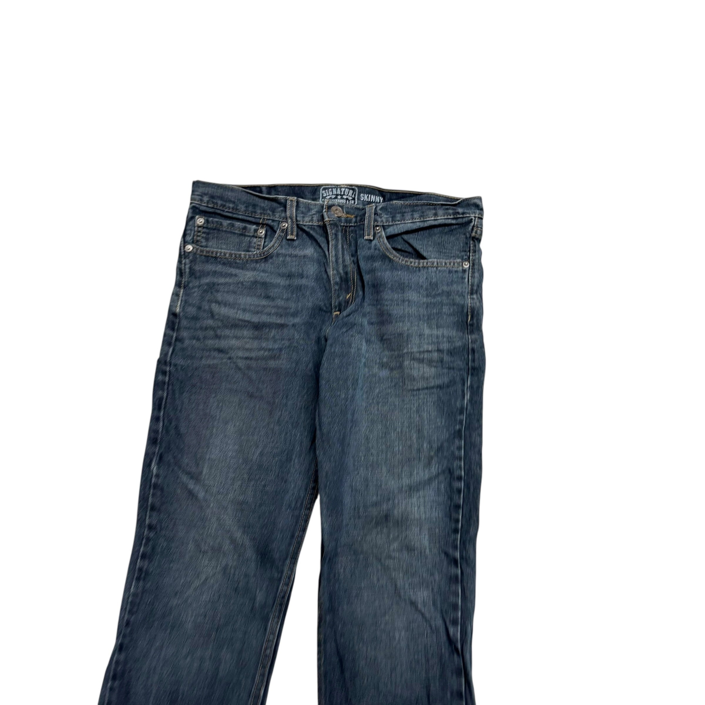 Levis Signature Jeans W34 L32 Mens Dark Blue Skinny Fit Vintage Denim