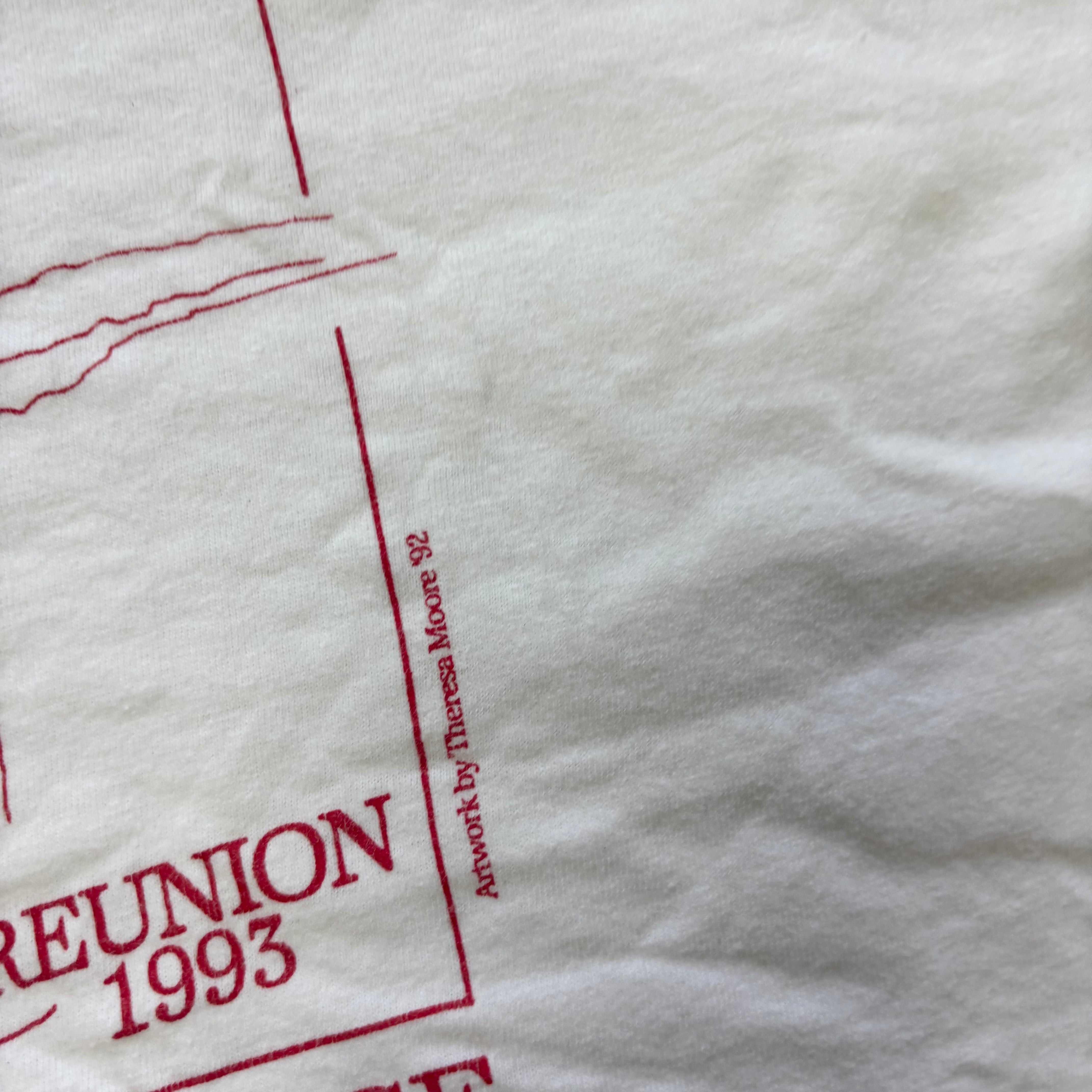 Vintage T Shirt Mens Medium White Single Stitch Graphic Print 90s Reunion (E)