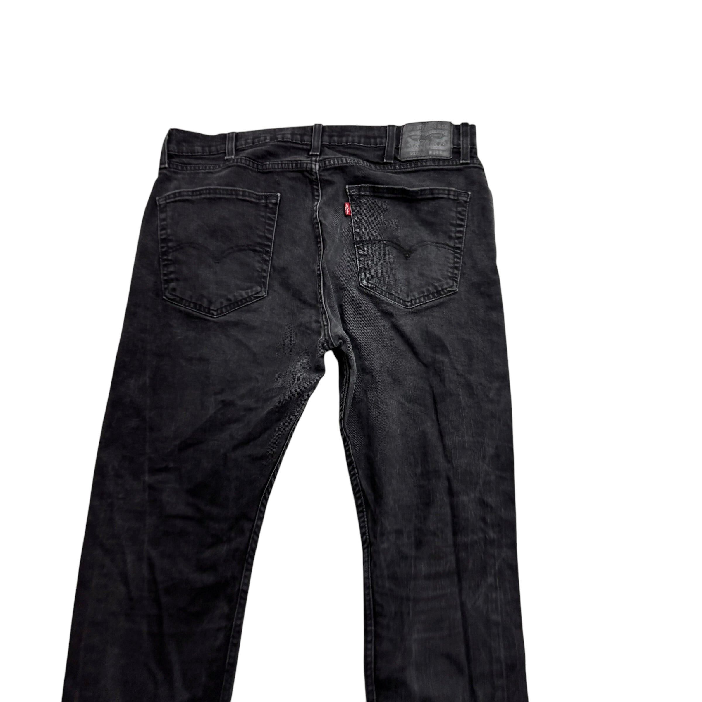 Levis 502 Jeans W36 L28 Mens Black Regular Tapered Fit Stretch Denim (F)