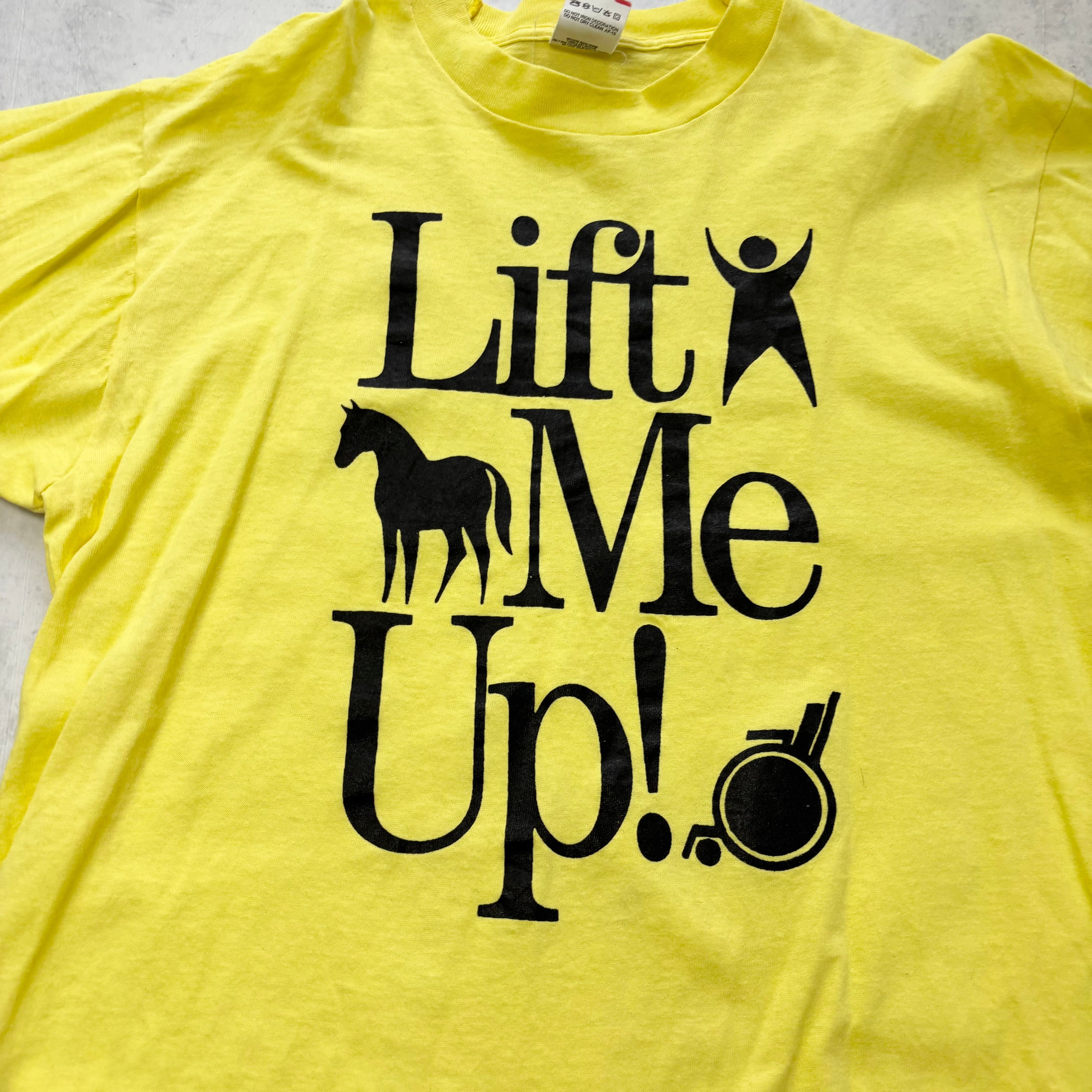 Vintage T Shirt Mens Large Yellow Single Stitch Graphic Print 90s USA (E)