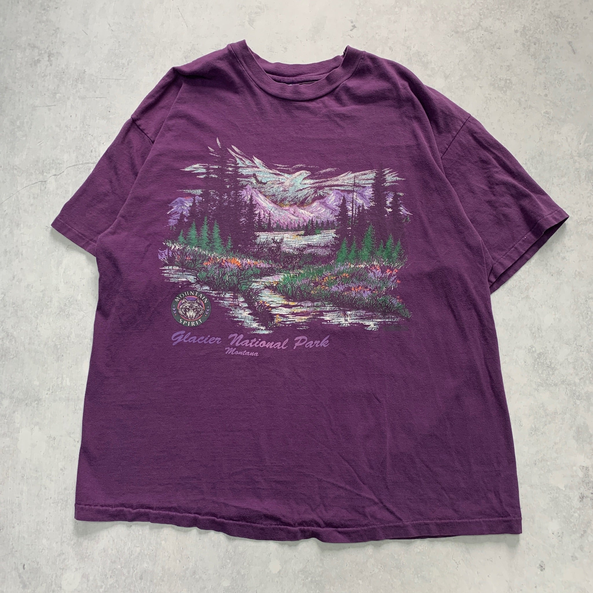 Vintage T Shirt Mens Large Purple Single Stitch Graphic Print 90s USA Tourist