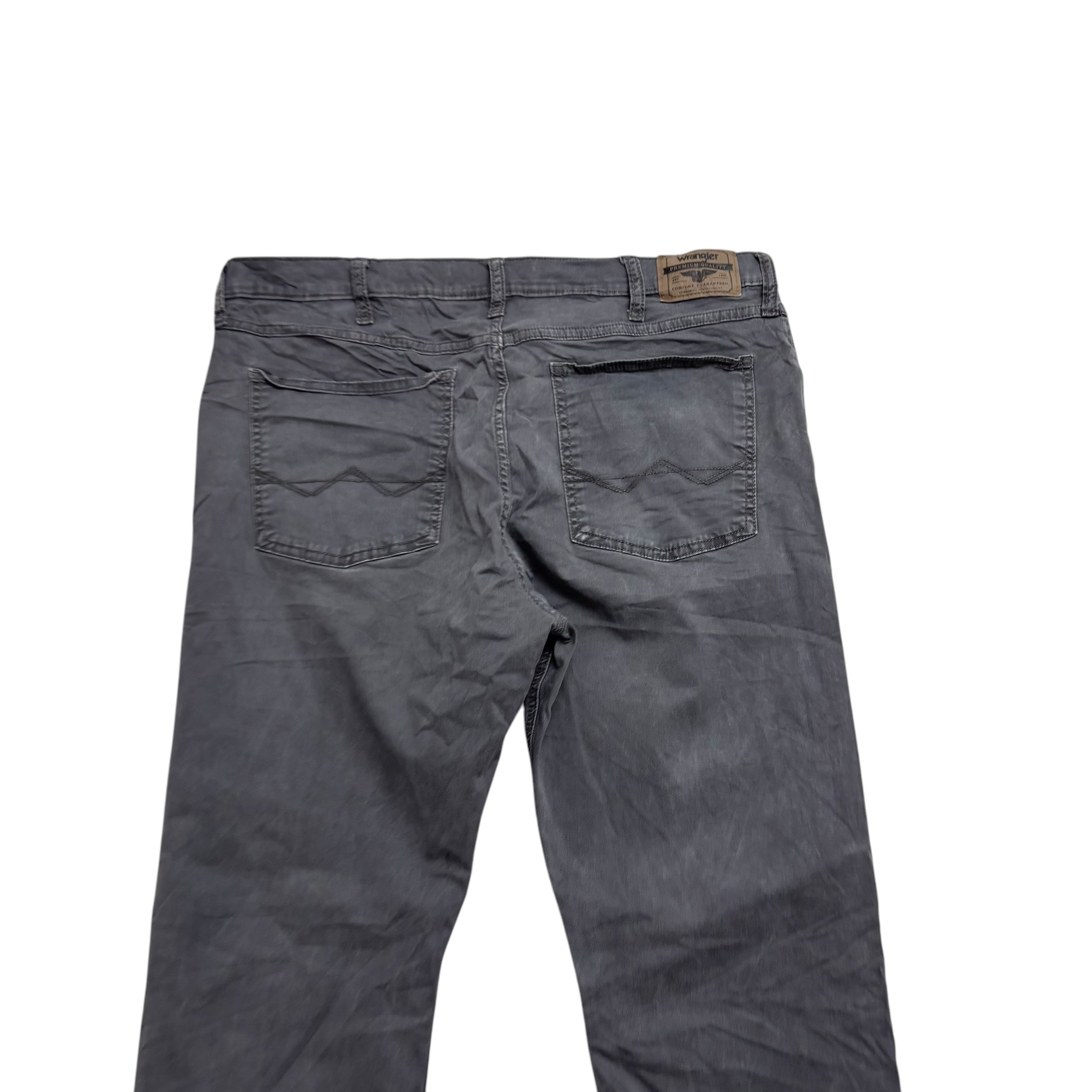 Wrangler Trousers W36 L30 Mens Grey Slim Straight Fit Stretch Cotton Pants