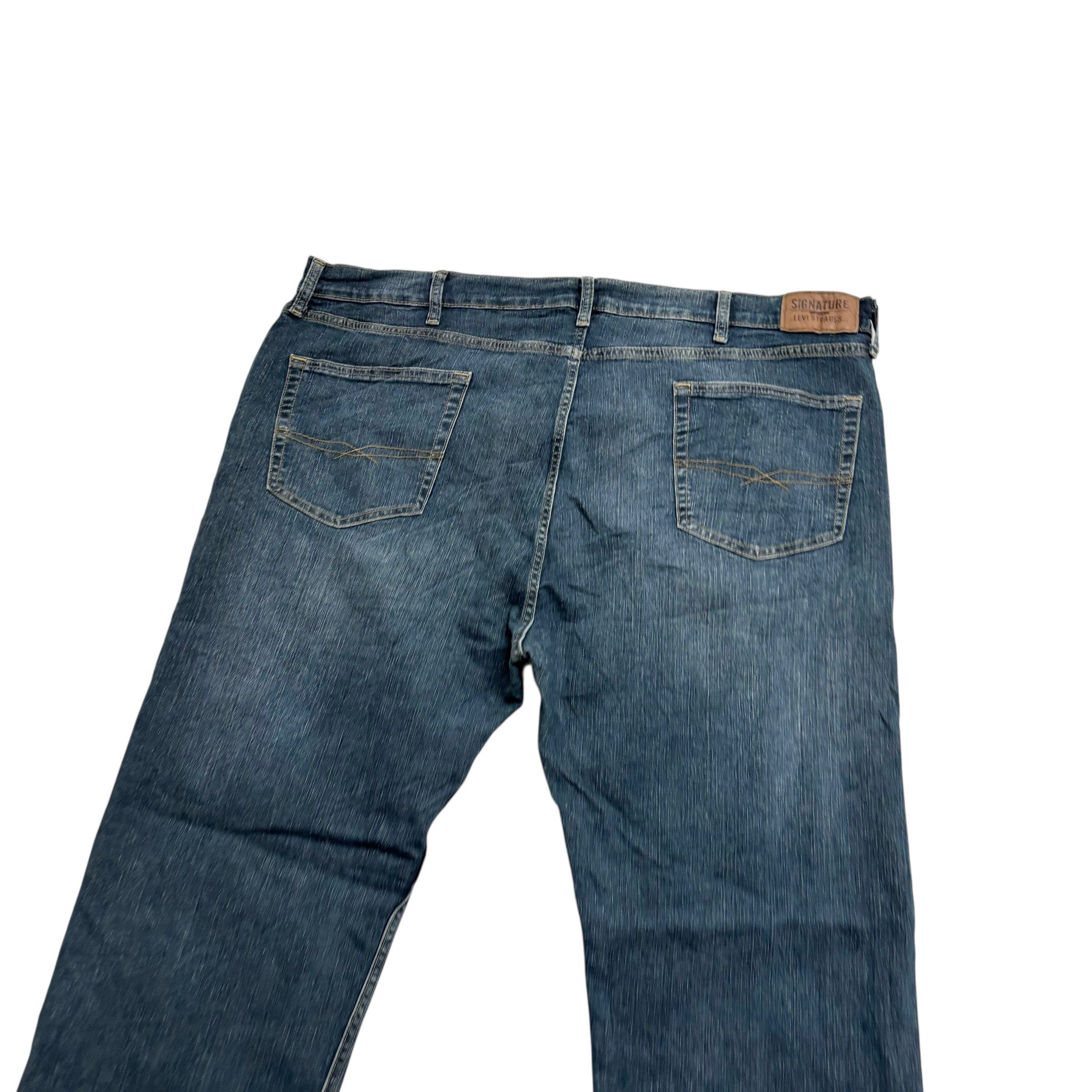 Levis Signature Jeans W46 L32 Mens Dark Blue Regular Straight Stretch Denim (E)