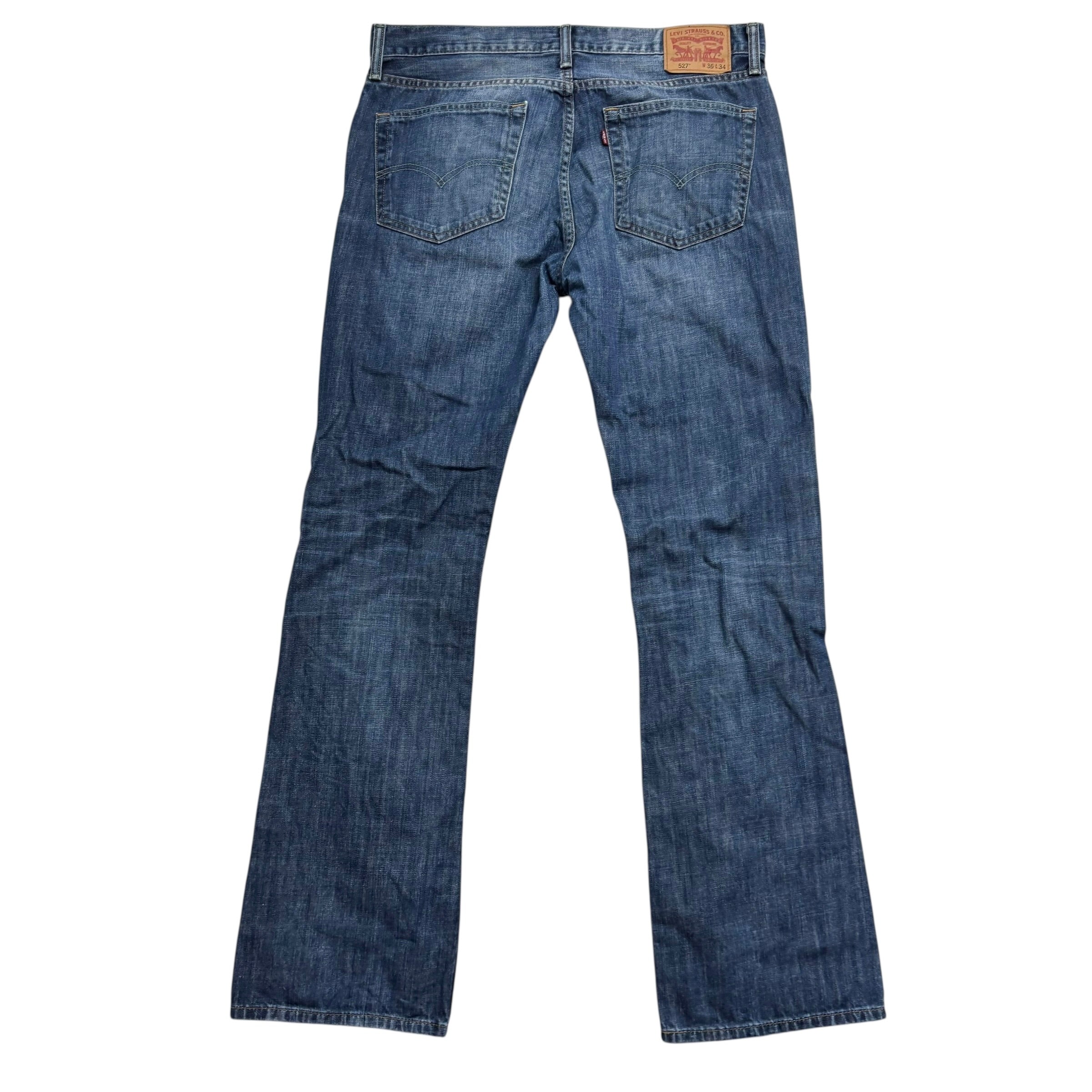 Levis 527 Jeans W36 L34 Mens Dark Blue Slim Bootcut Fit Denim (F)