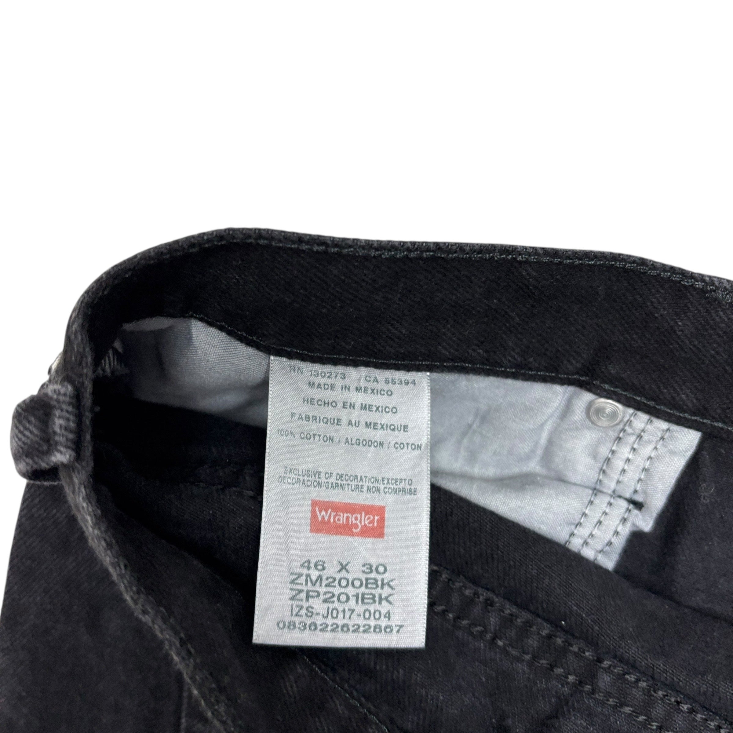 Wrangler Jeans W44 L30 Mens Black Relaxed Straight Fit Denim (E)