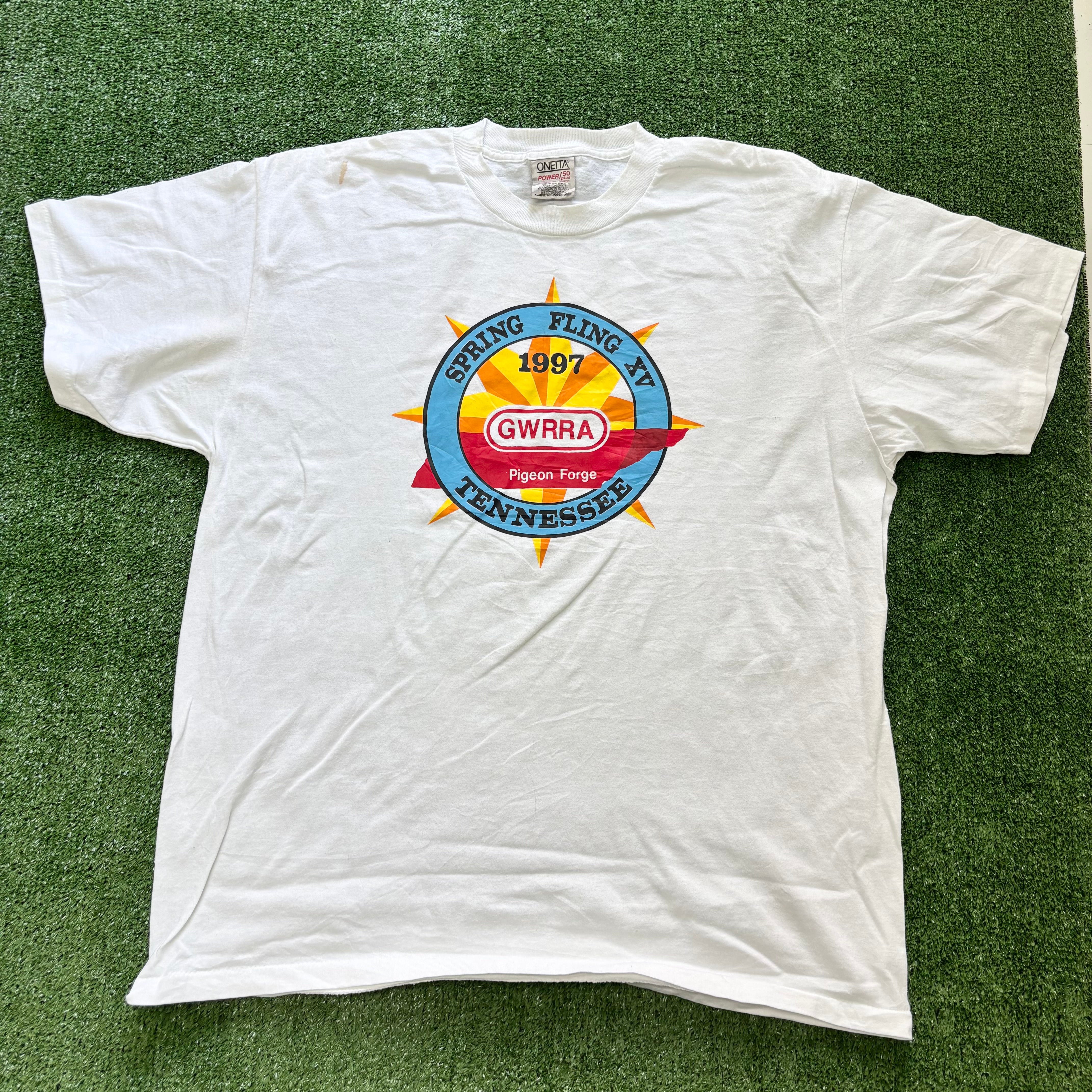 Vintage T Shirt Mens XL White Single Stitch Graphic Print 90s