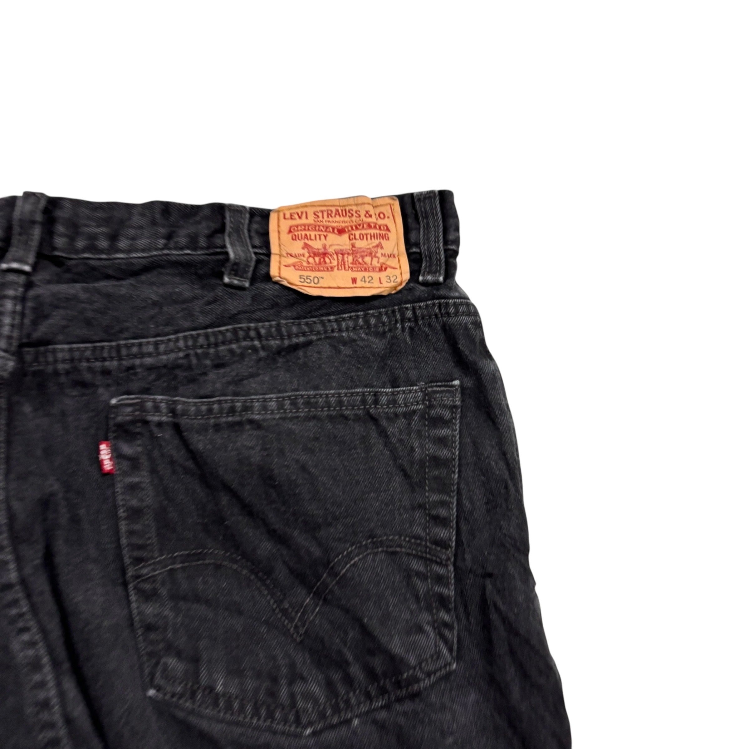 Levis 550 Jeans W40 L32 Mens Black Baggy Relaxed Straight Fit Vintage Denim (E)