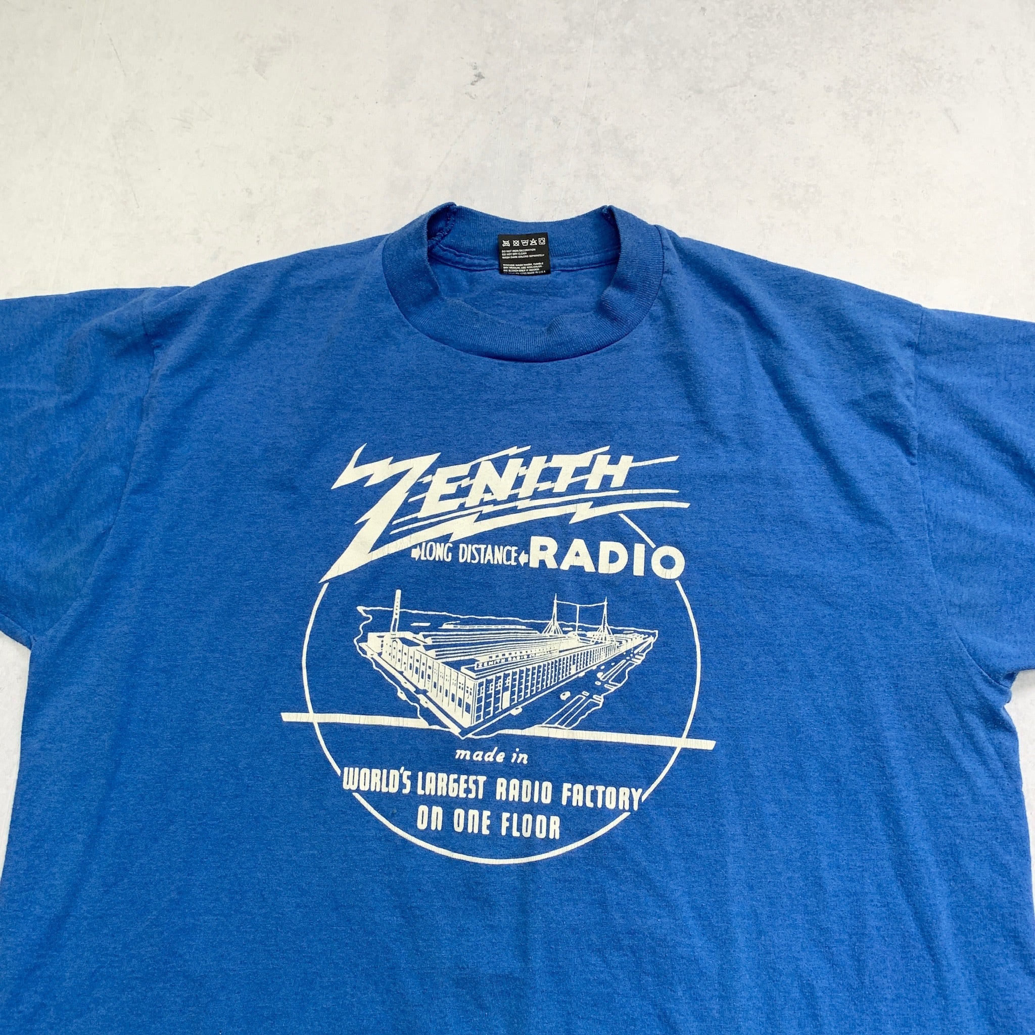 Vintage T Shirt Mens XL Blue Single Stitch Graphic Print 90s USA Radio