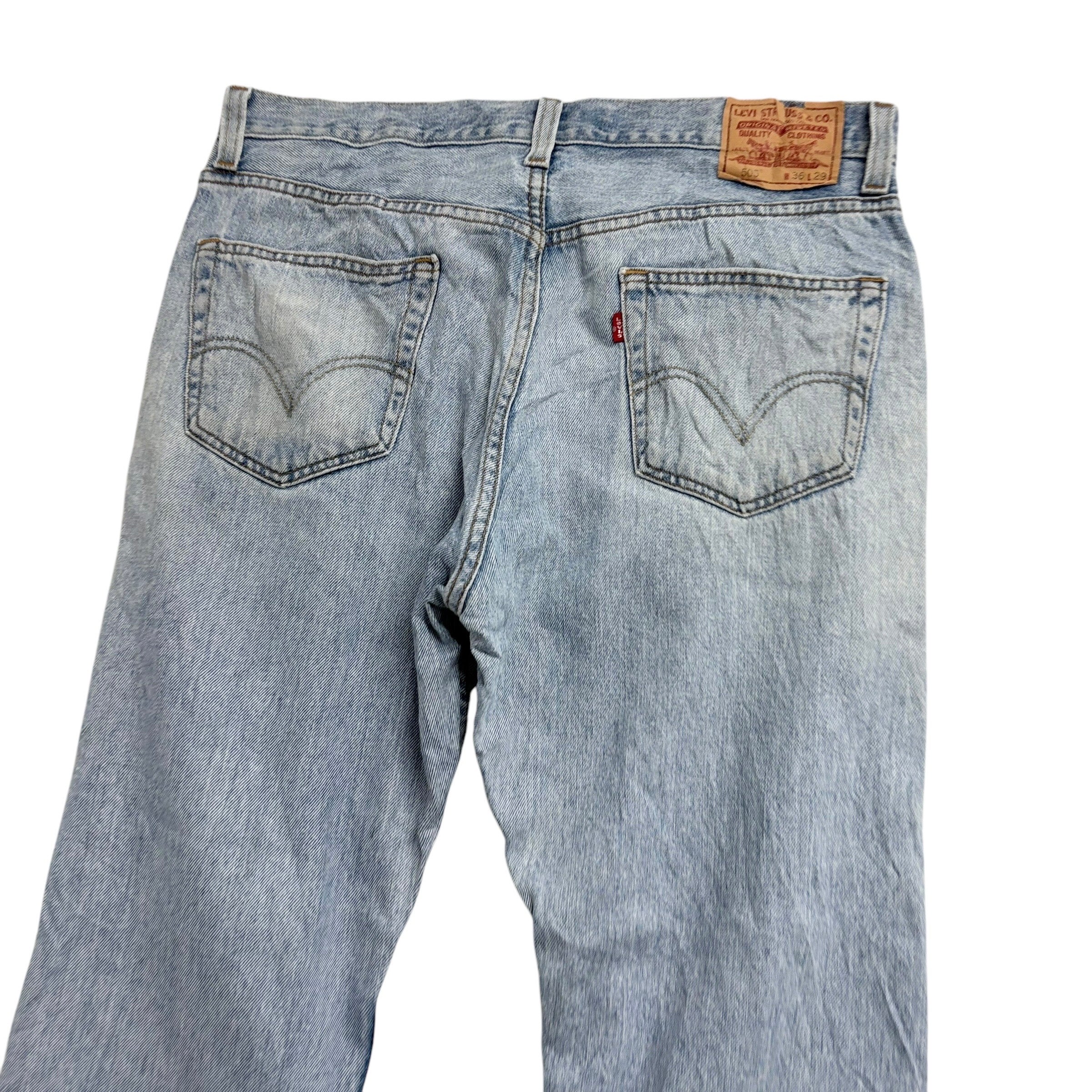 Levis 505 Jeans W36 L29 Mens Light Blue Regular Straight Fit Vintage Denim