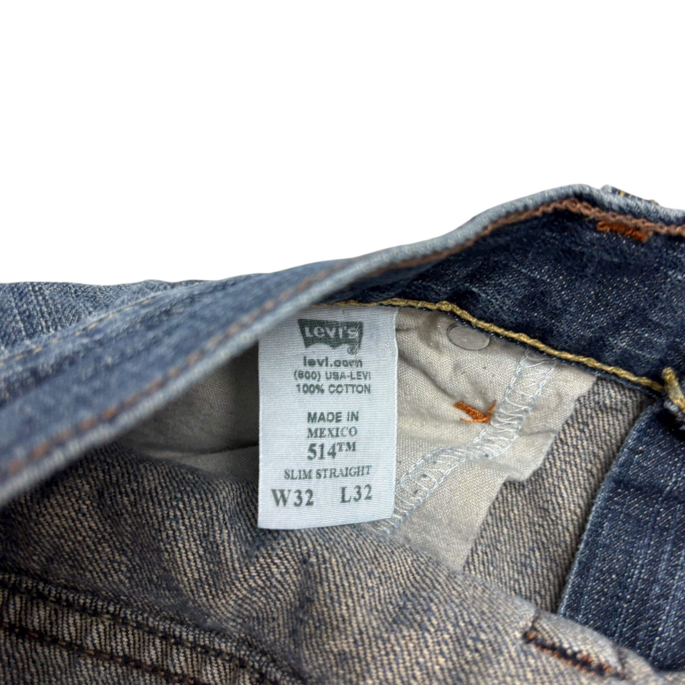 Levis 514 Jeans W32 L32 Mens Mid Blue Regular Straight Fit Vintage Denim