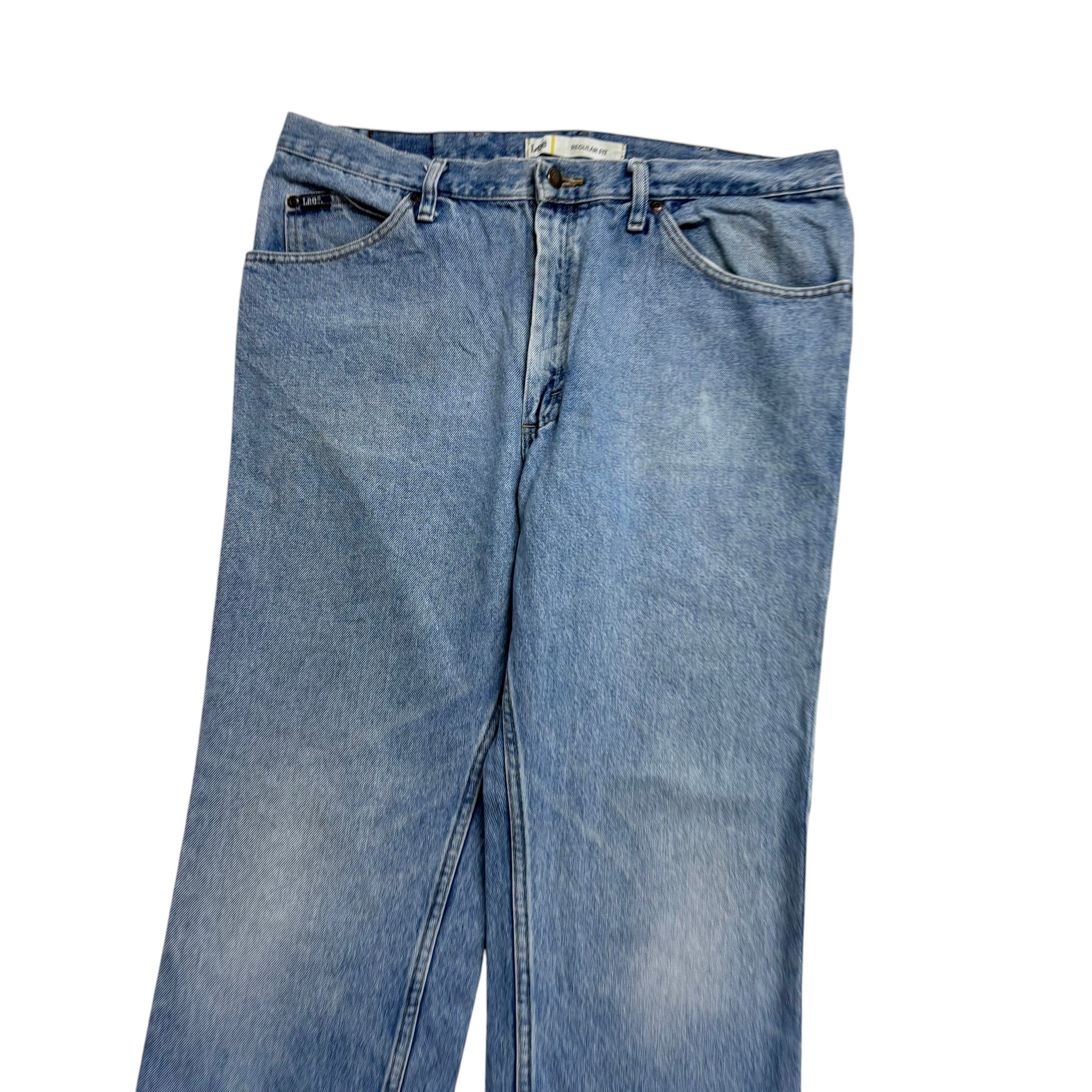 Lee Jeans W38 L32 Mens Regular Straight Fit Light Blue Vintage Denim (E)