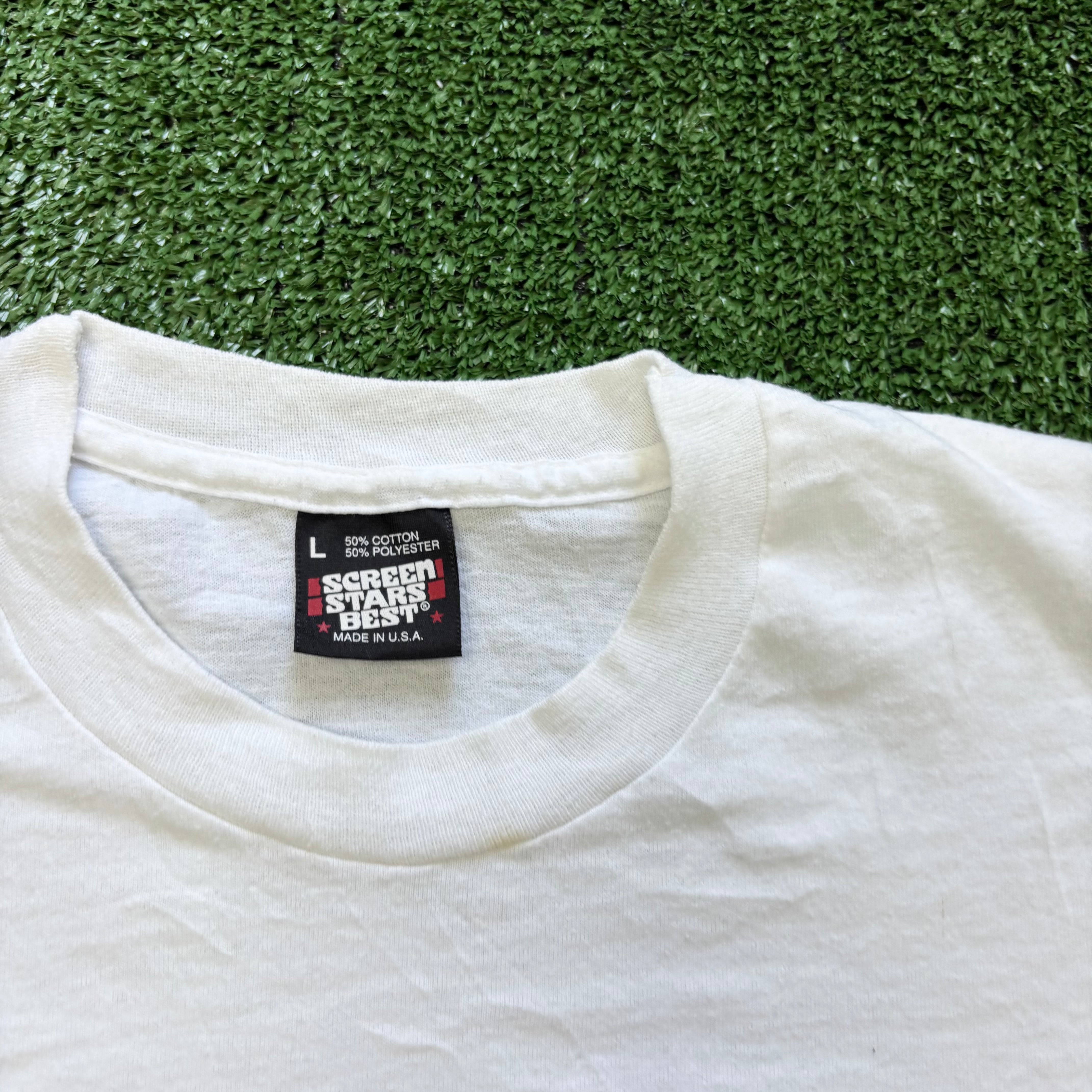 Vintage T Shirt Mens Medium White Single Stitch Graphic Print 90s Flowers (F)