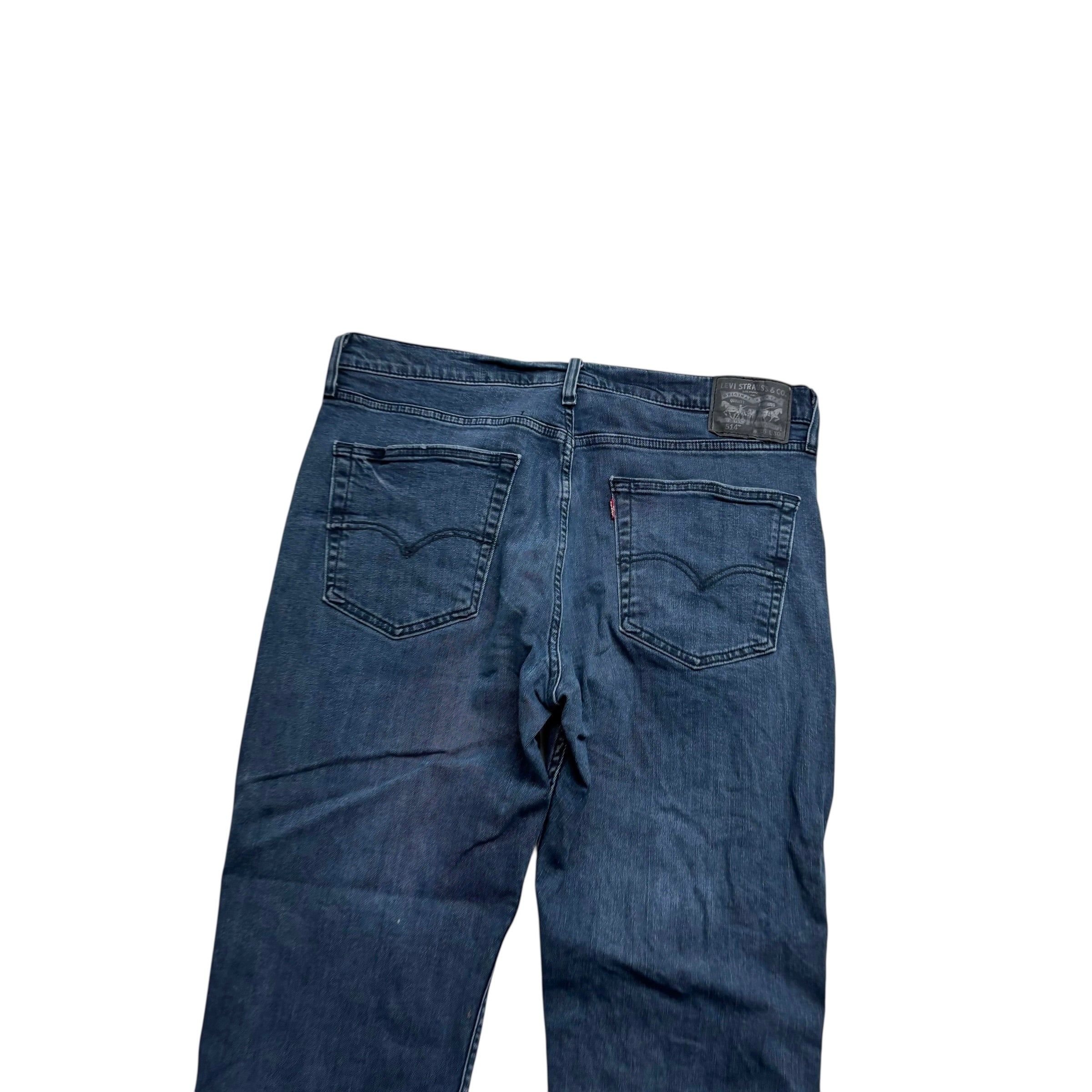 Levis 514 Jeans W36 L30 Mens Navy Blue Regular Straight Fit Stretch Denim (E)