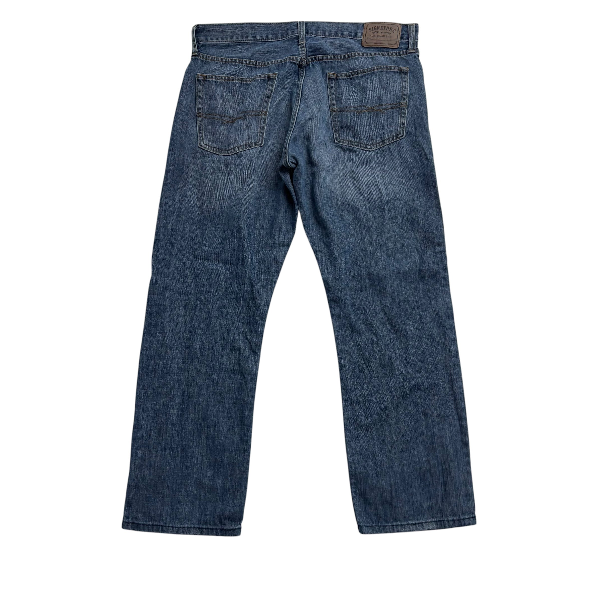 Levis Signature Jeans W36 L30 Mens Mid Blue Regular Straight Fit Denim