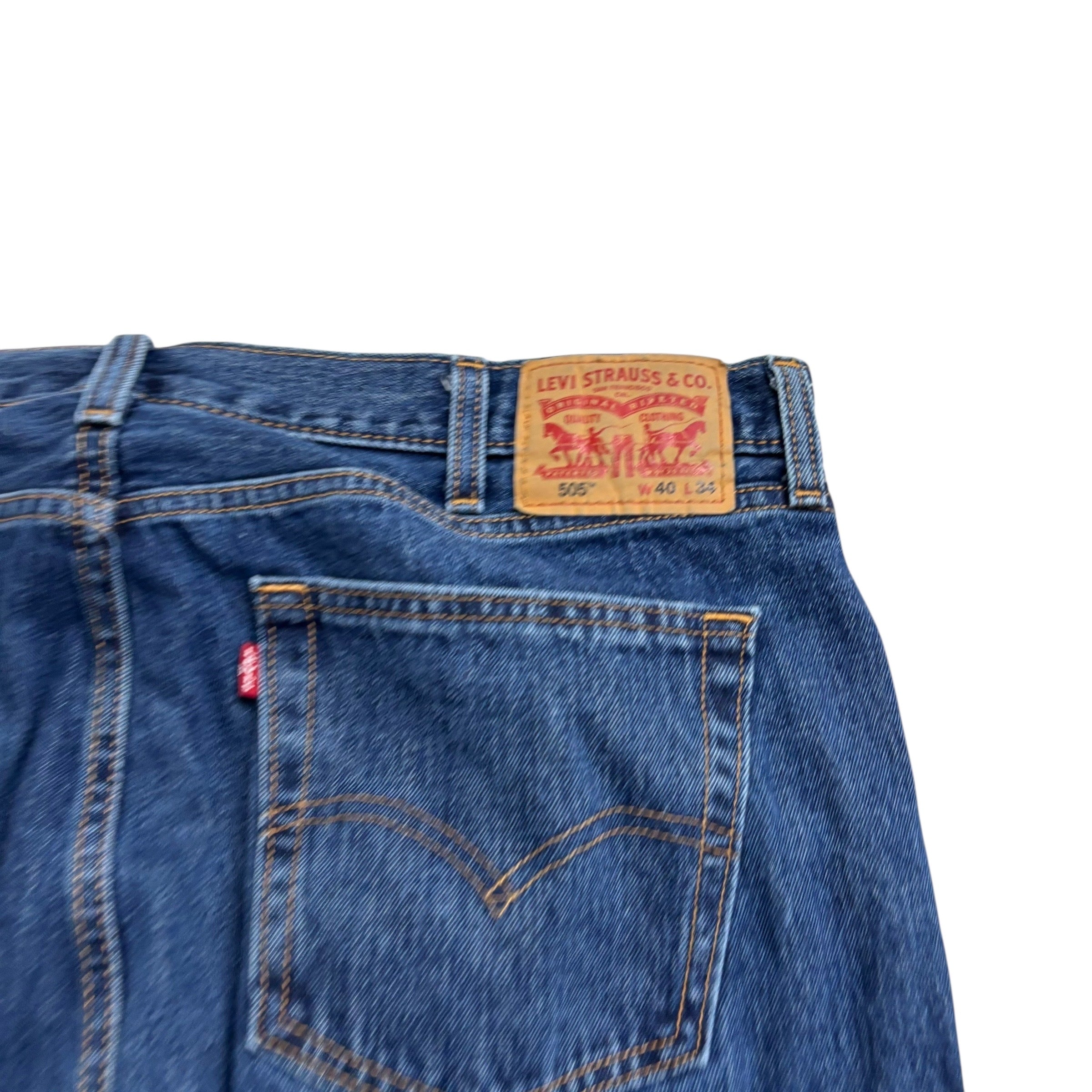 Levis 505 Jeans W40 L34 Mens Mid Blue Regular Straight Fit Denim (E)