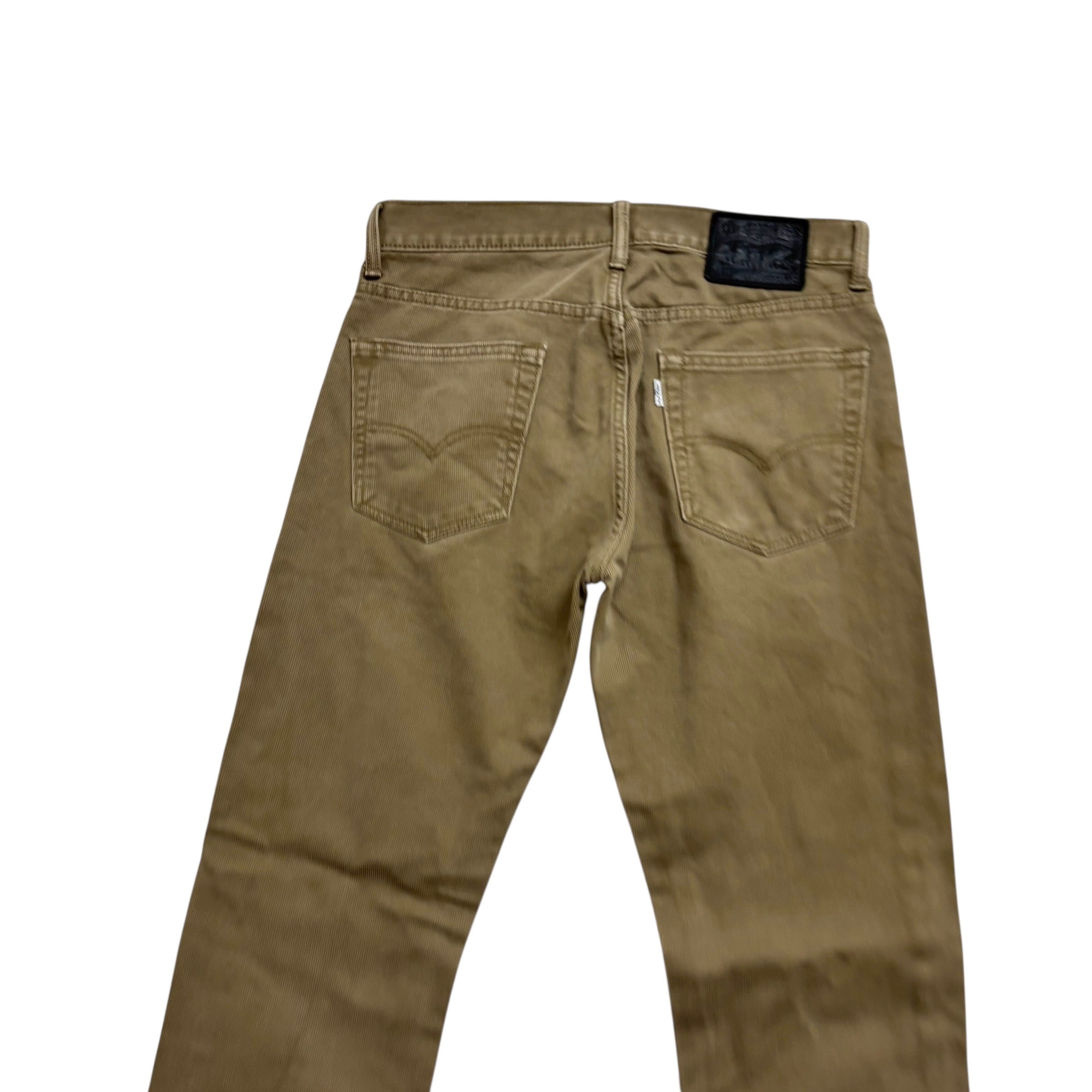 Levis 513 Corduroy Trousers W30 L30 Mens Olive Green Slim Straight Fit (F)