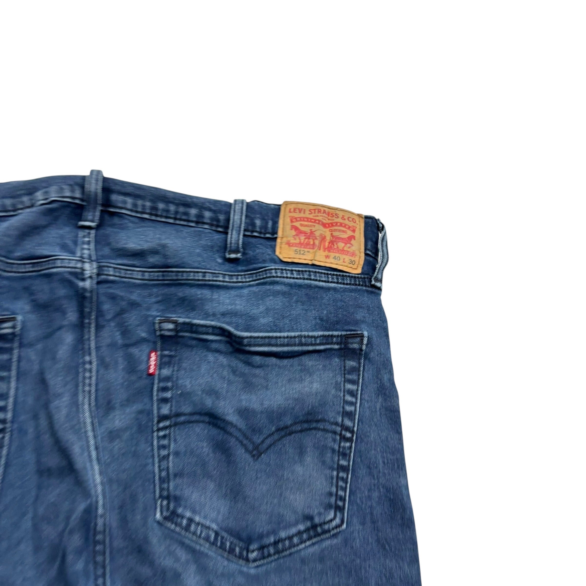 Levis 512 Jeans W40 L29 Mens Navy Blue Slim Tapered Fit Stretch Denim (E)