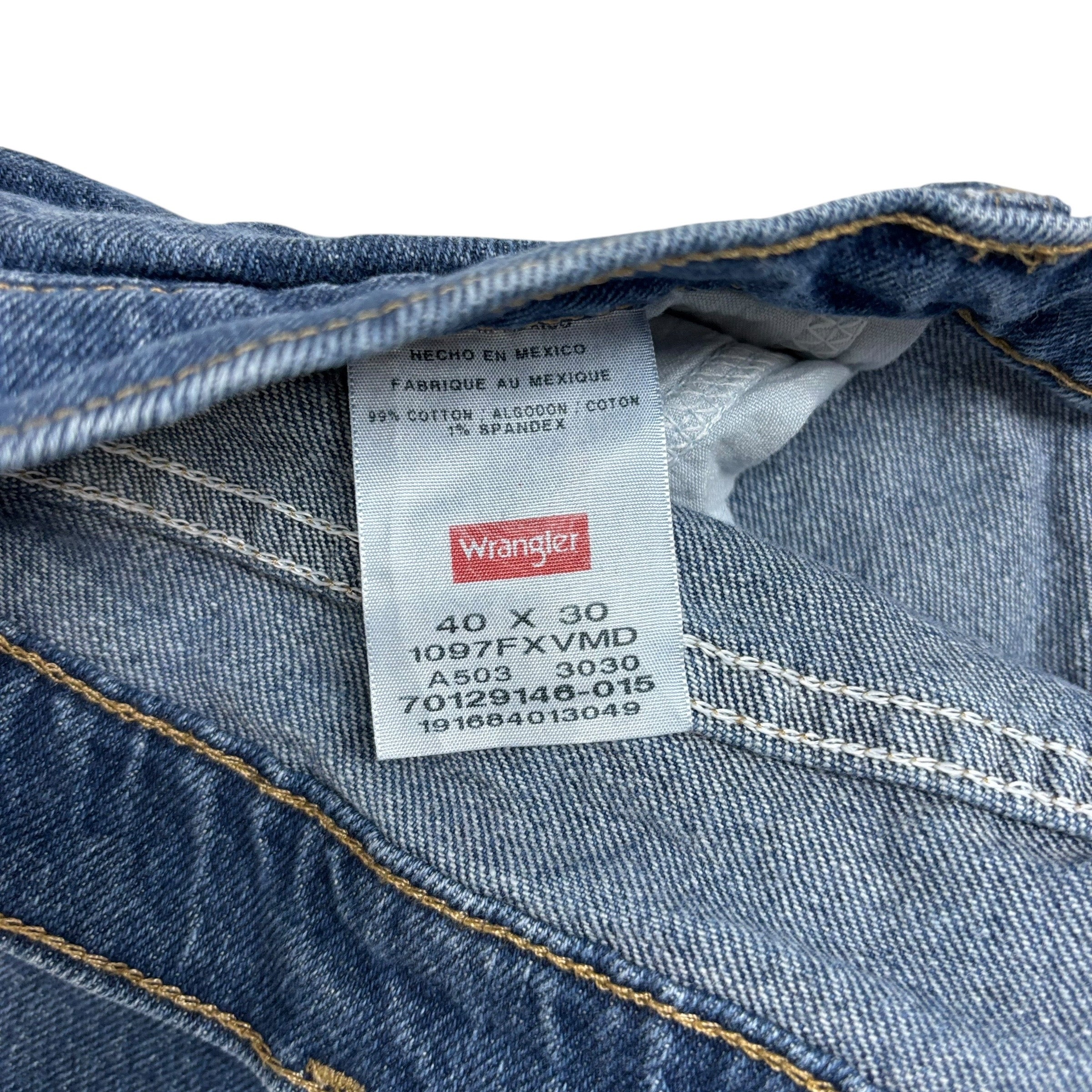 Wrangler Jeans W40 L30 Mens Mid Blue Relaxed Straight Fit Stretch Denim (F)