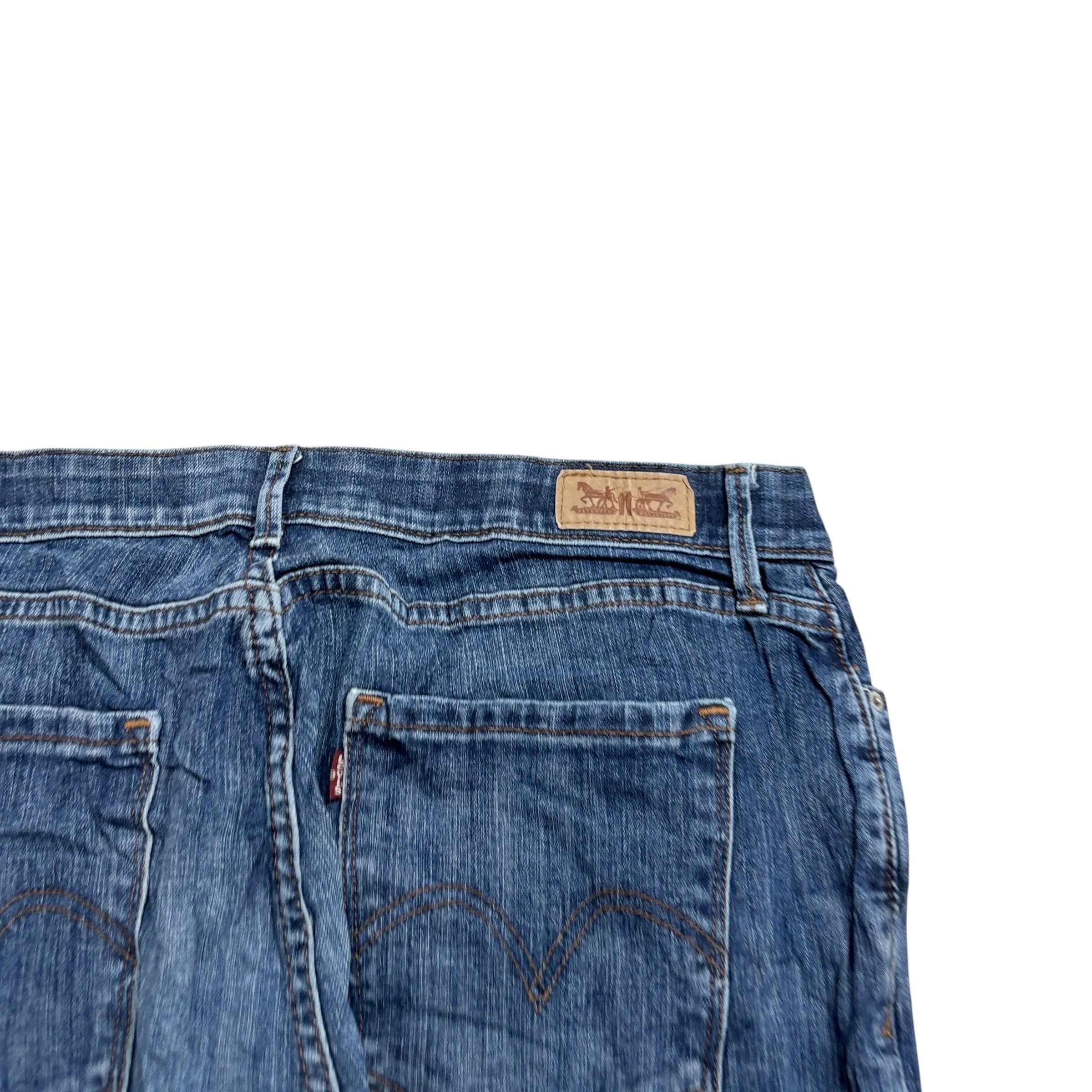 Levis 525 Jeans W33 L32 Womens Regular Straight Mid Blue Stretch Denim (E)