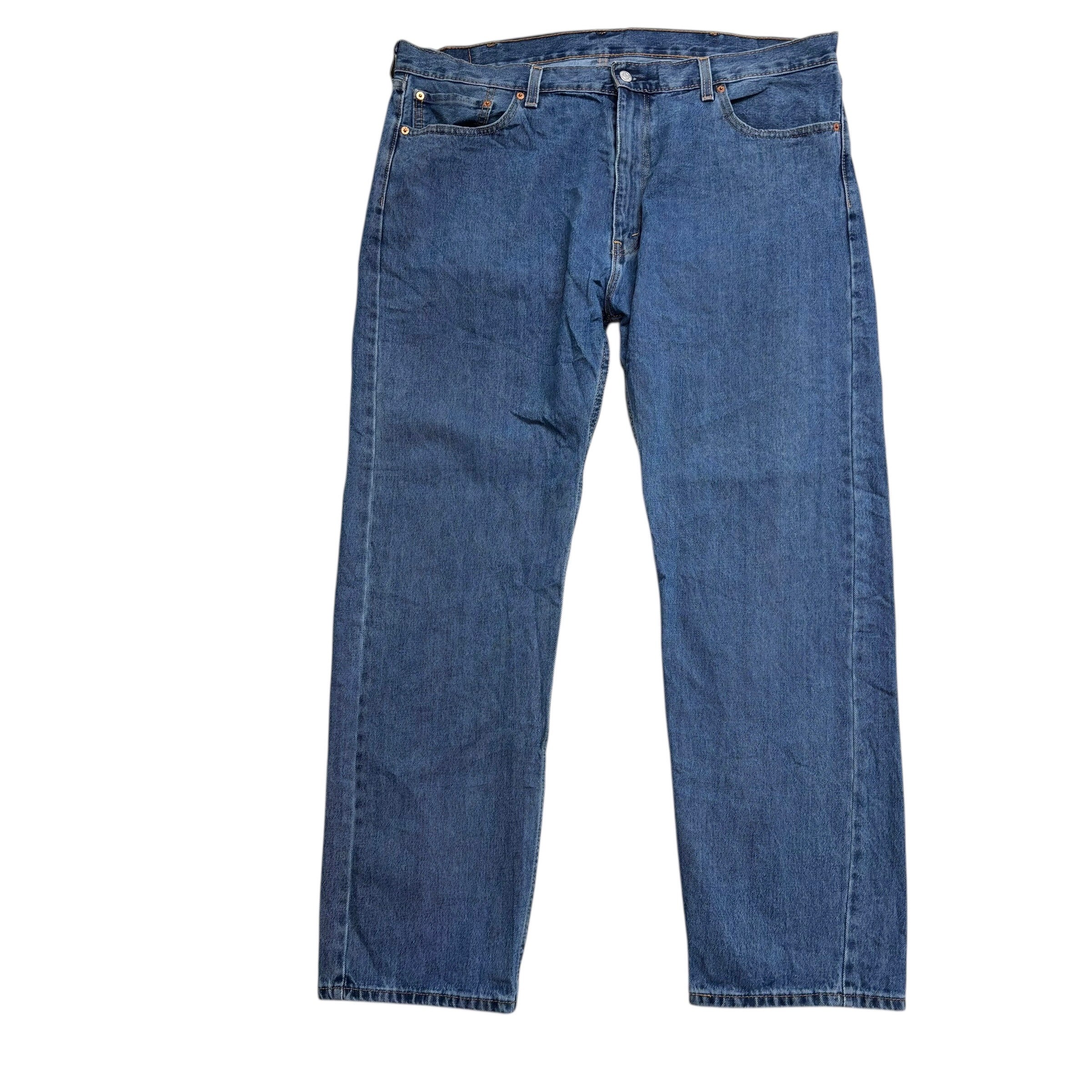 Levis 505 Jeans W42 L32 Mens Mid Blue Regular Straight Fit Denim