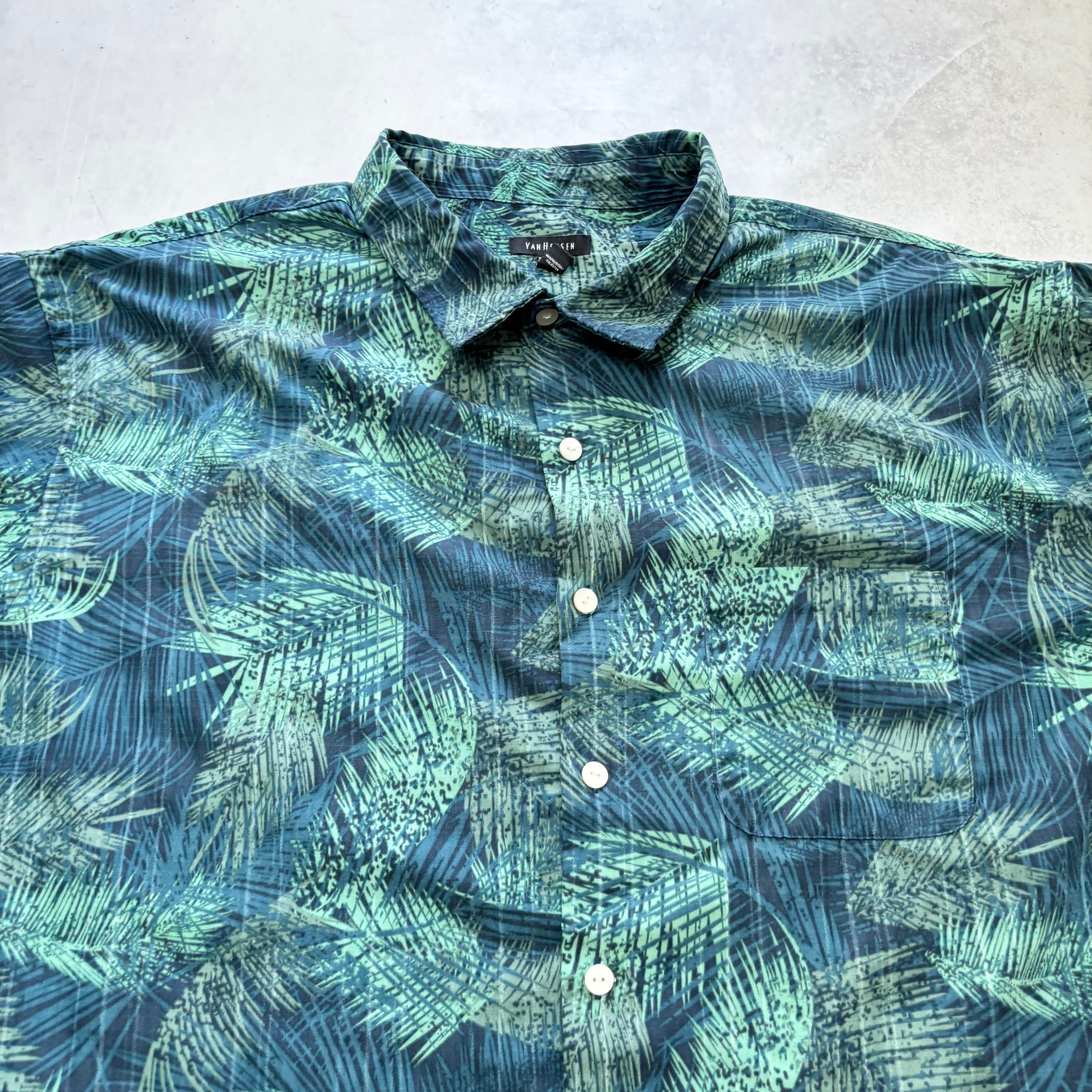 Hawaiian Shirt Mens 3XL Tall Blue Floral Aloha Short Sleeve Polyester (E)