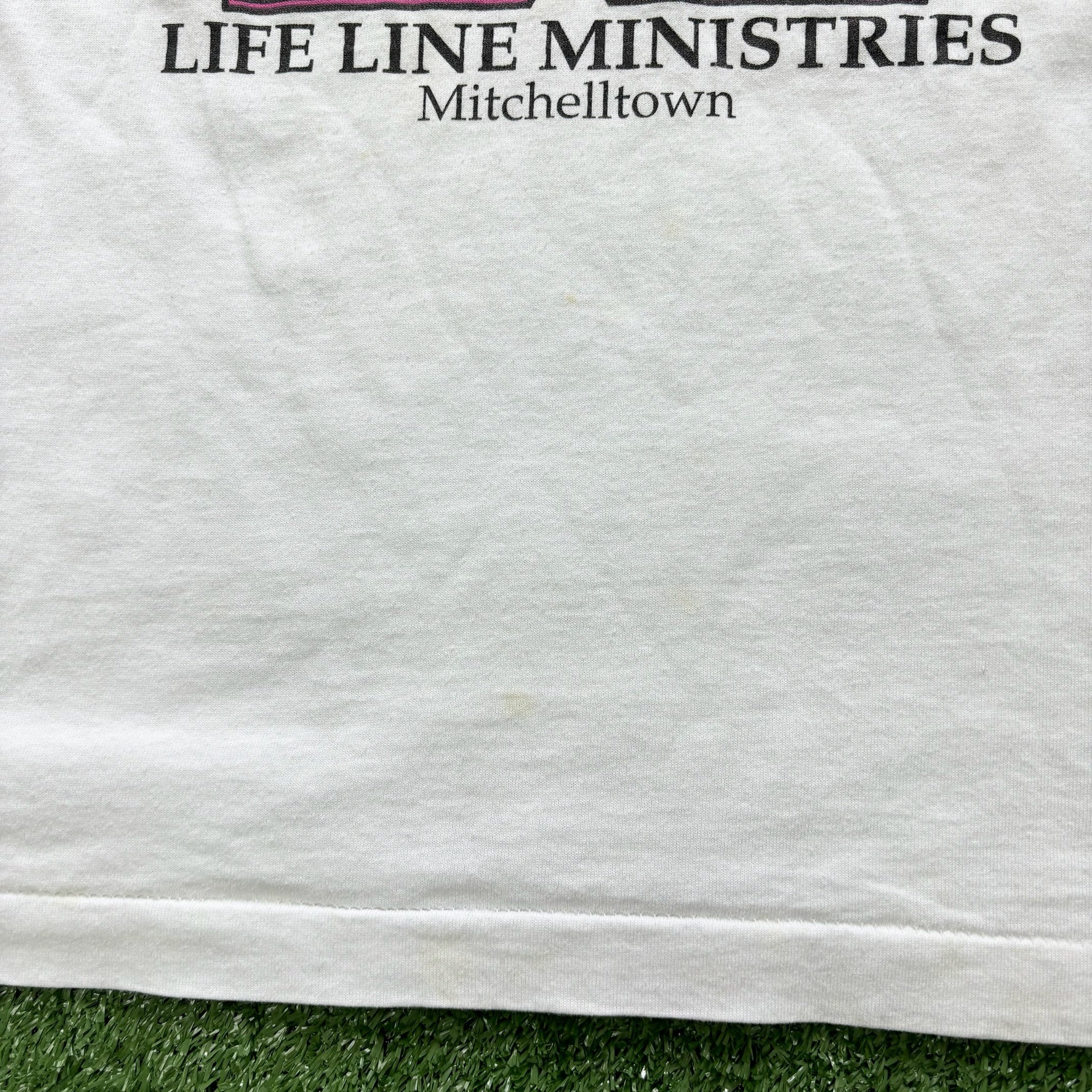 Vintage T Shirt Mens Medium White Single Stitch Graphic Print 90s USA Jesus