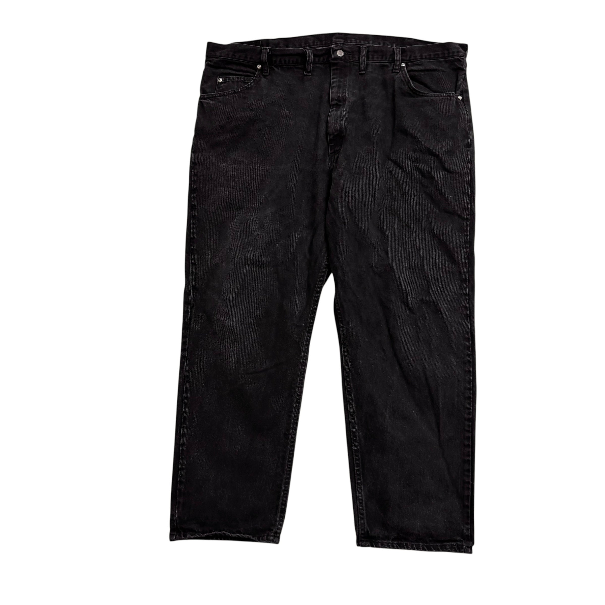 Wrangler Jeans W46 L30 Mens Black Relaxed Straight Fit Denim (E)