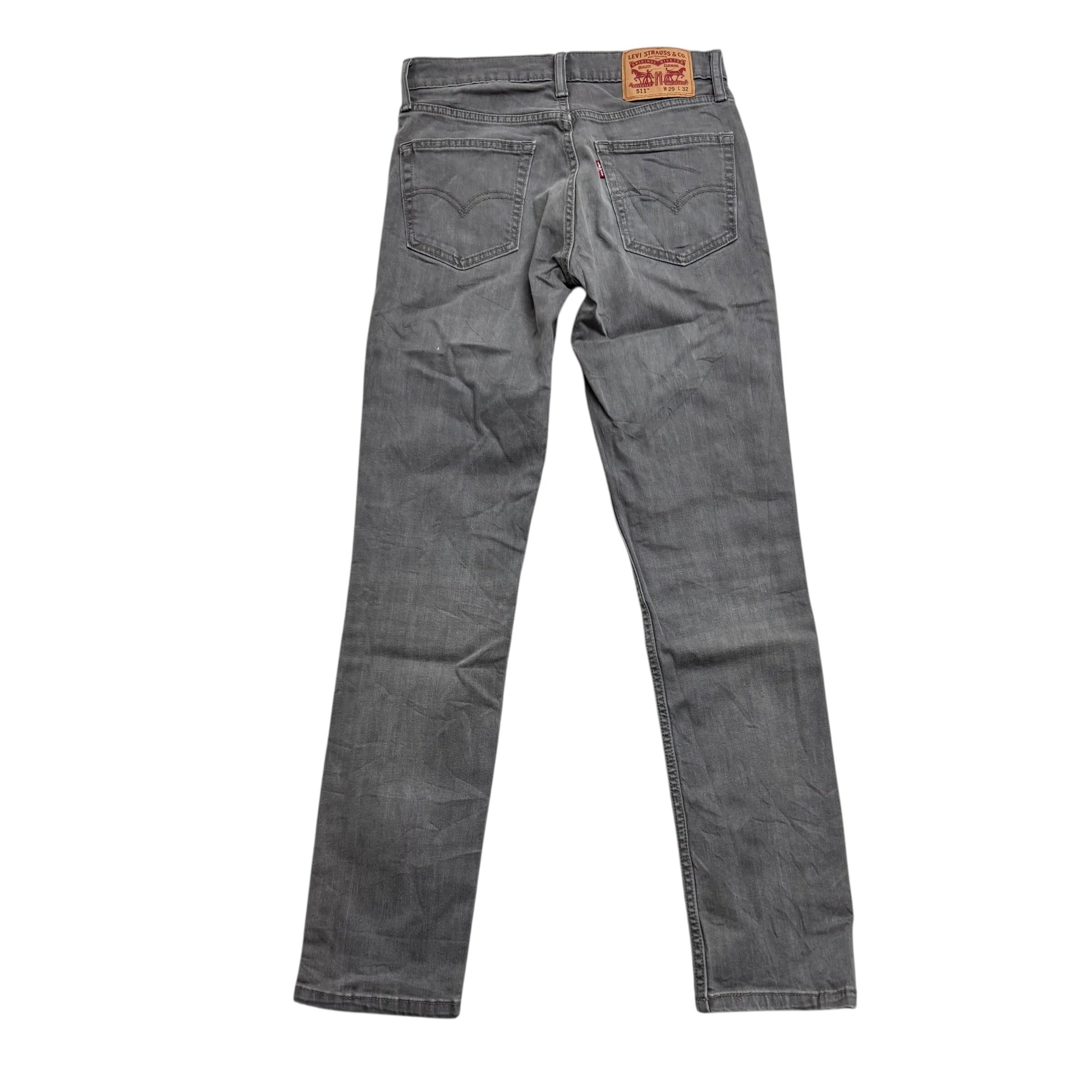 Levis 511 Jeans W28 L32 Mens Grey Slim Fit Stretch Denim (F)