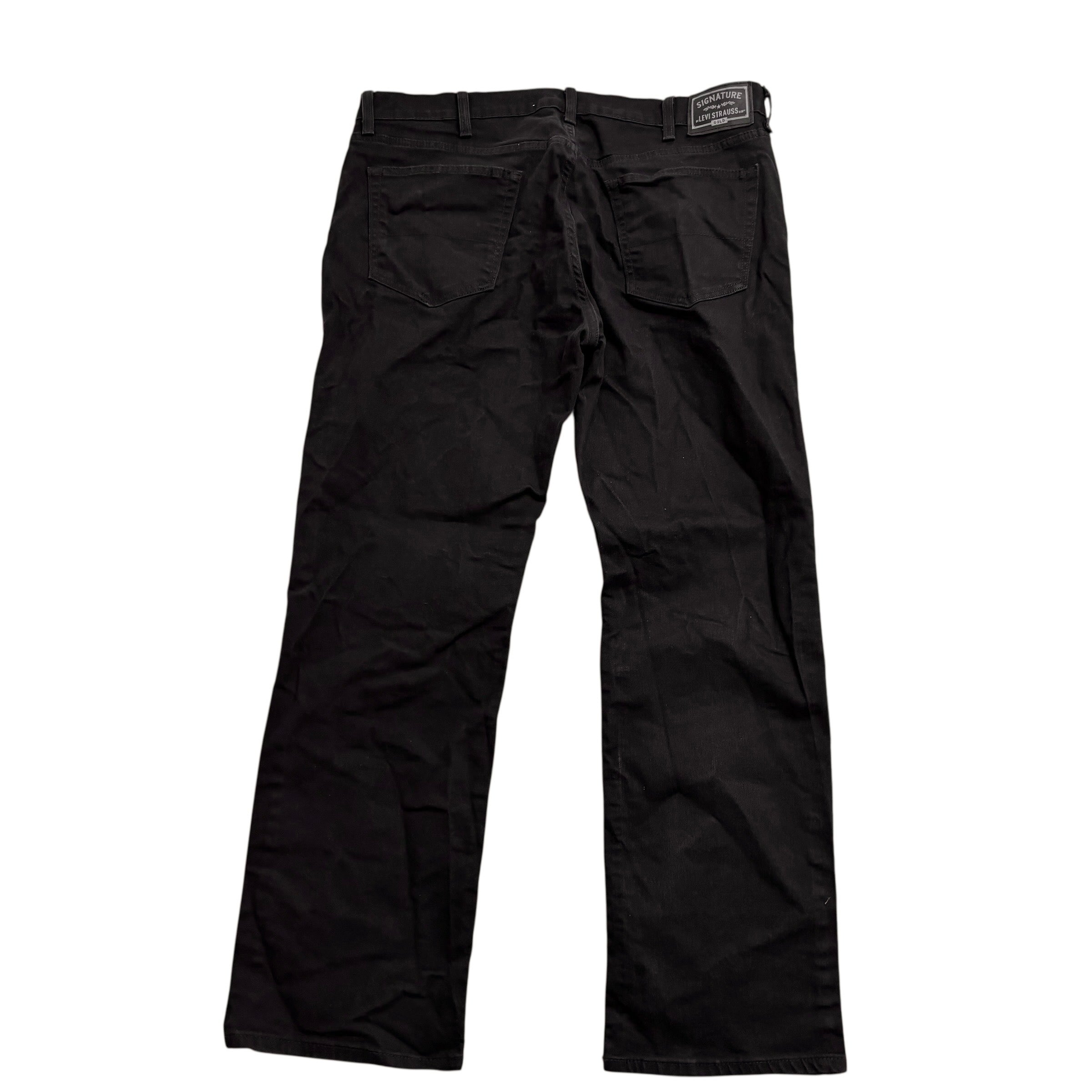 Levis Signature Jeans W40 L32 Mens Black Relaxed Straight Fit Stretch Denim (E)