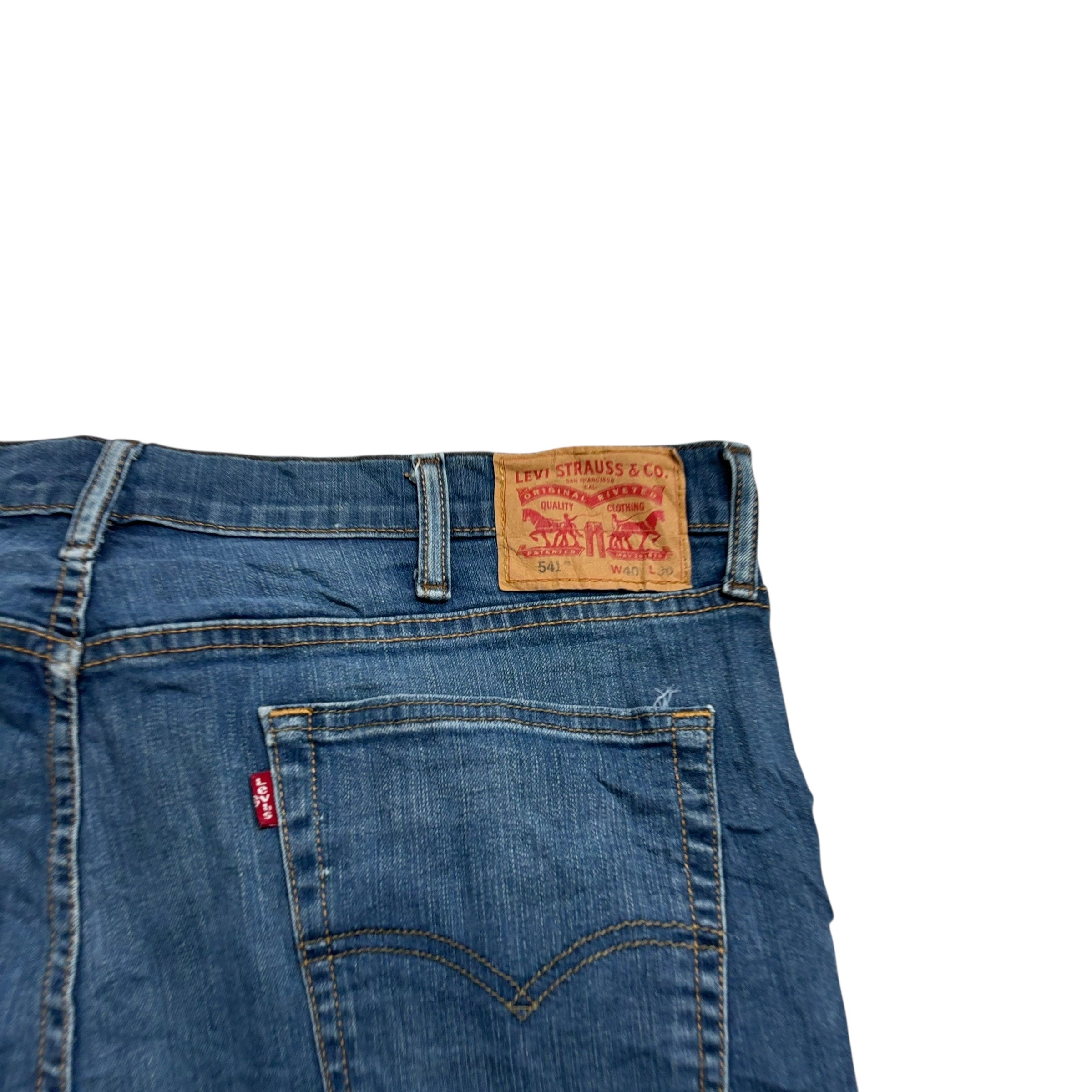 Levis 541 Jeans W40 L29 Mens Dark Blue Athletic Tapered Fit Stretch Denim (E)