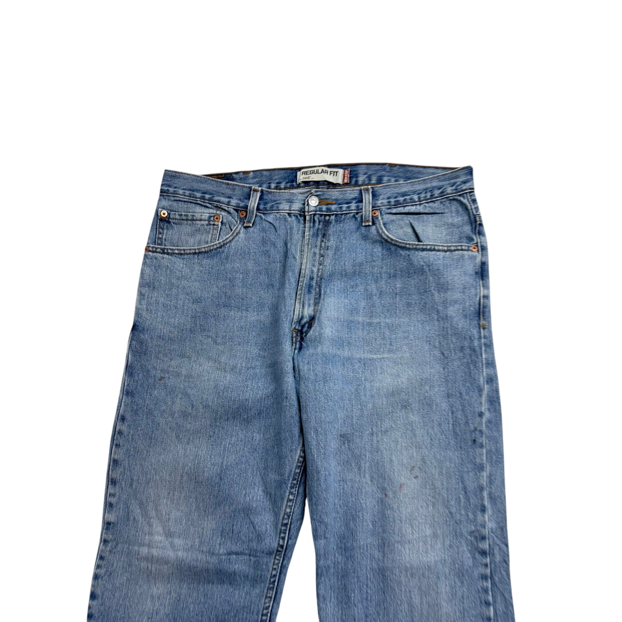 Levis 505 Jeans W38 L30 Mens Light Blue Regular Straight Fit Vintage Denim (F)