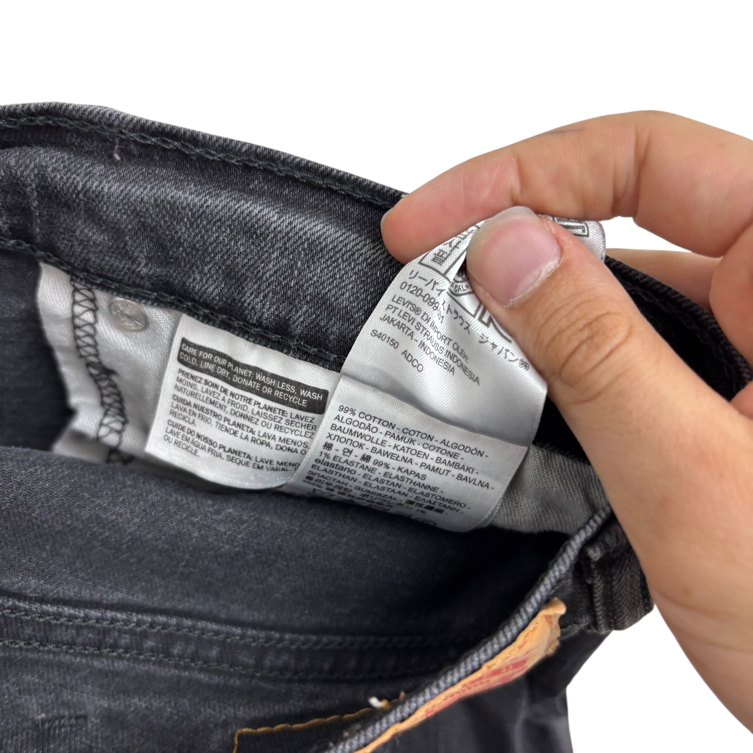 Levis 559 Jeans W40 L29 Mens Black Relaxed Straight Fit Stretch Denim (F)