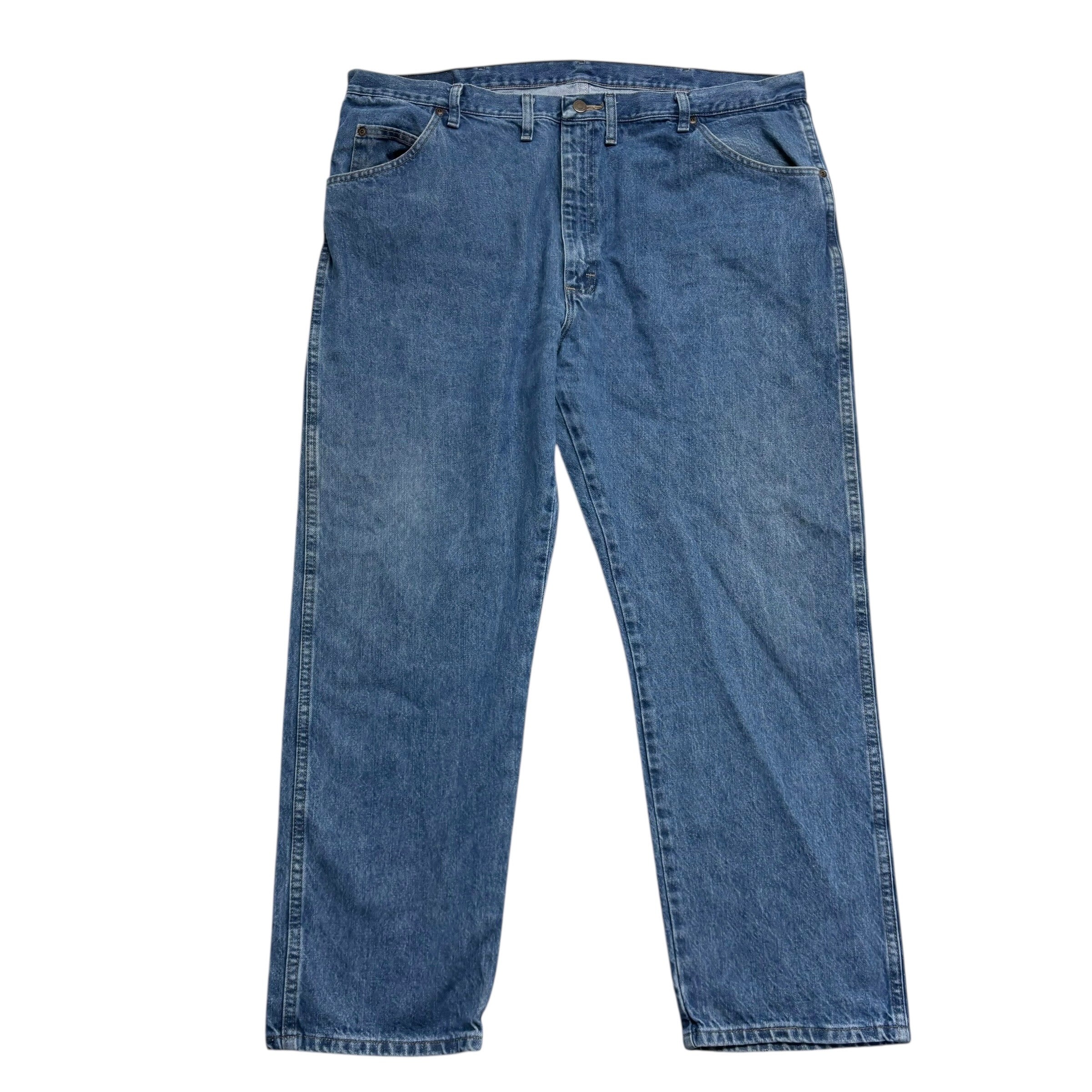 Wrangler Jeans W44 L30 Mens Mid Blue Regular Straight Fit Denim (E)
