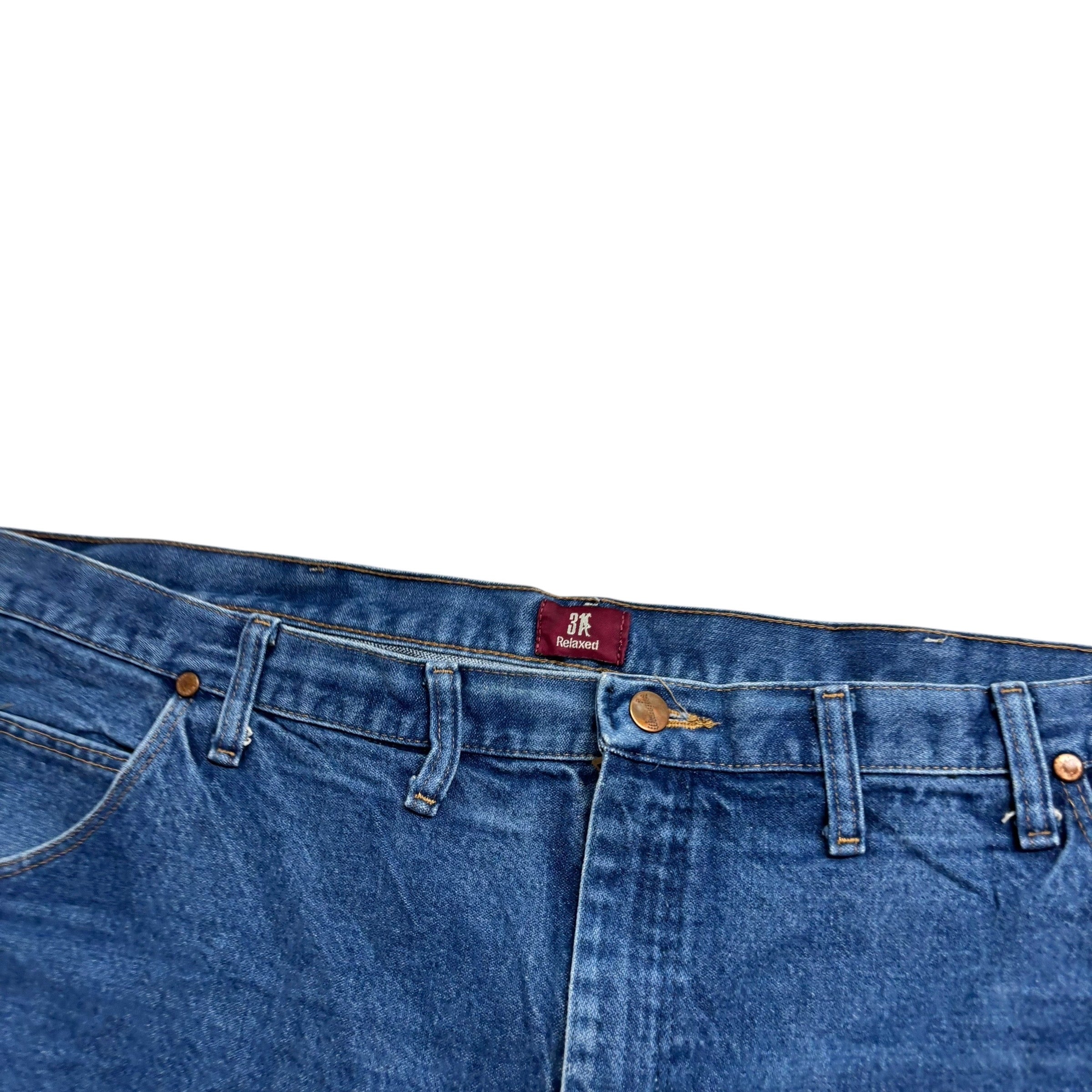 Wrangler Denim Shorts W46 Mens Mid Blue 8in Regular Fit