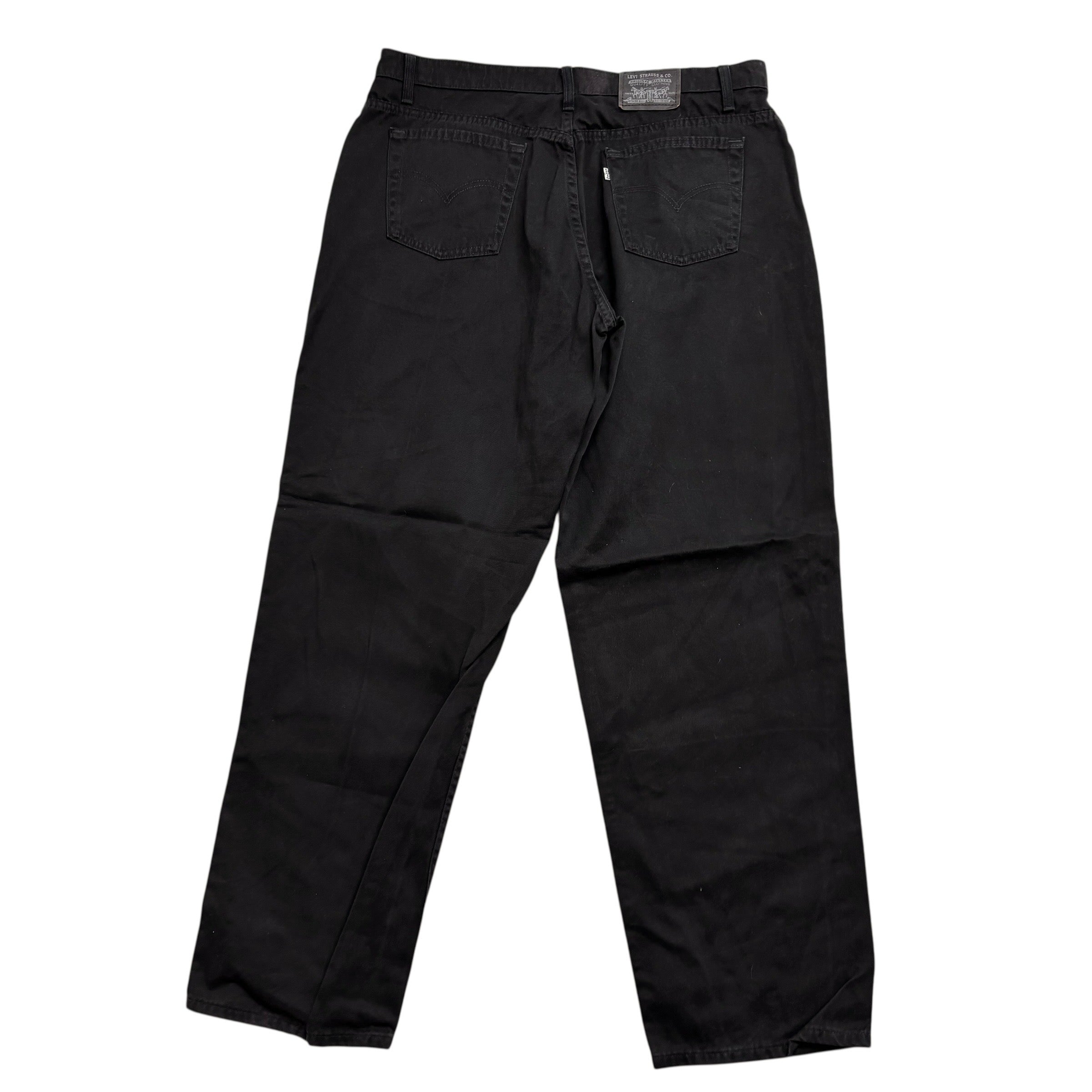 Levis Trousers W36 L34 Mens Black Relaxed Straight Fit Vintage Baggy Pants (E)